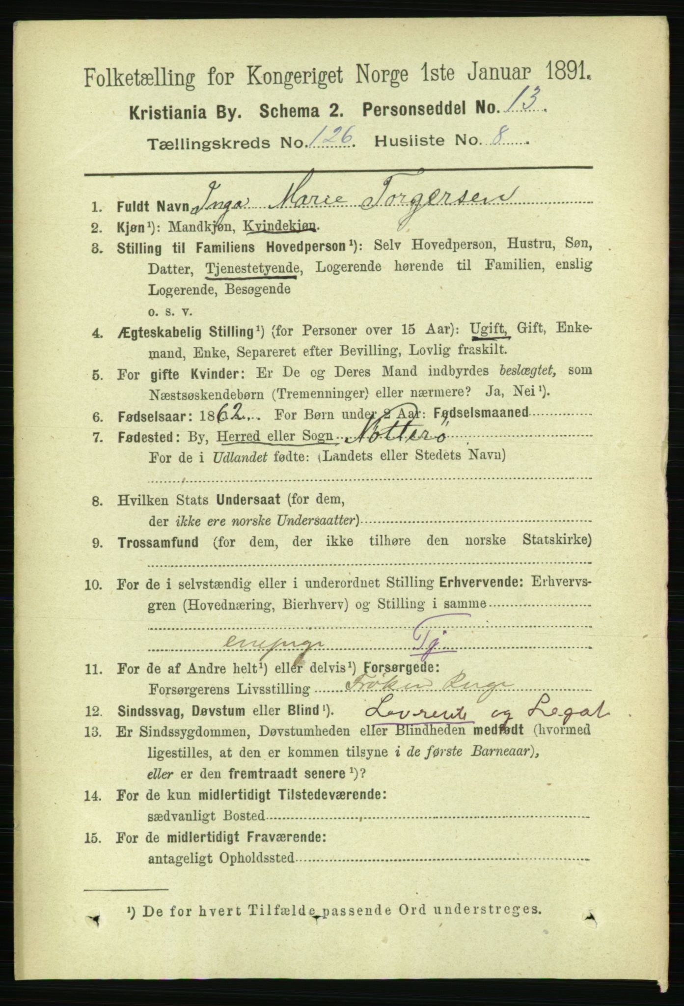 RA, 1891 census for 0301 Kristiania, 1891, p. 67501
