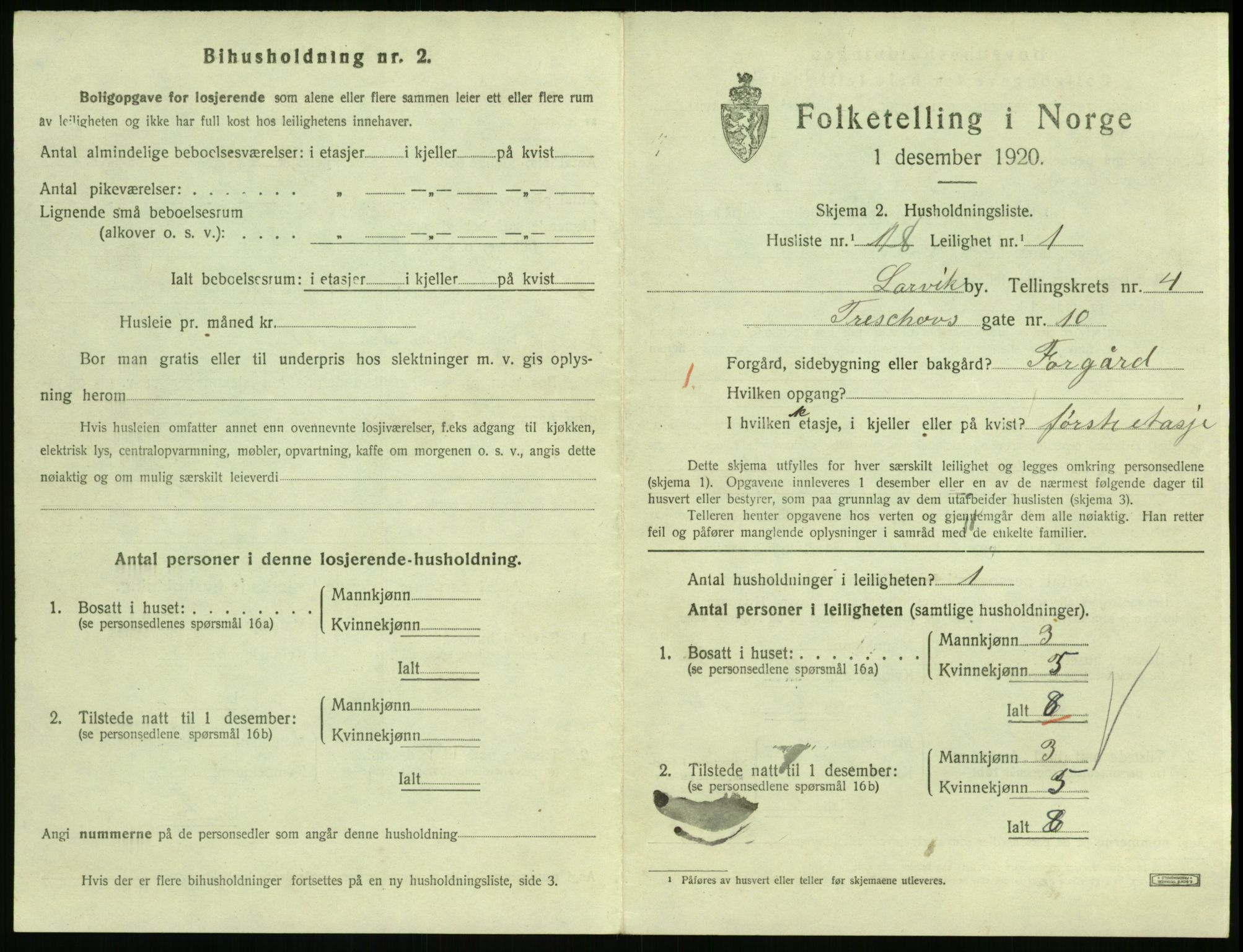 SAKO, 1920 census for Larvik, 1920, p. 4258