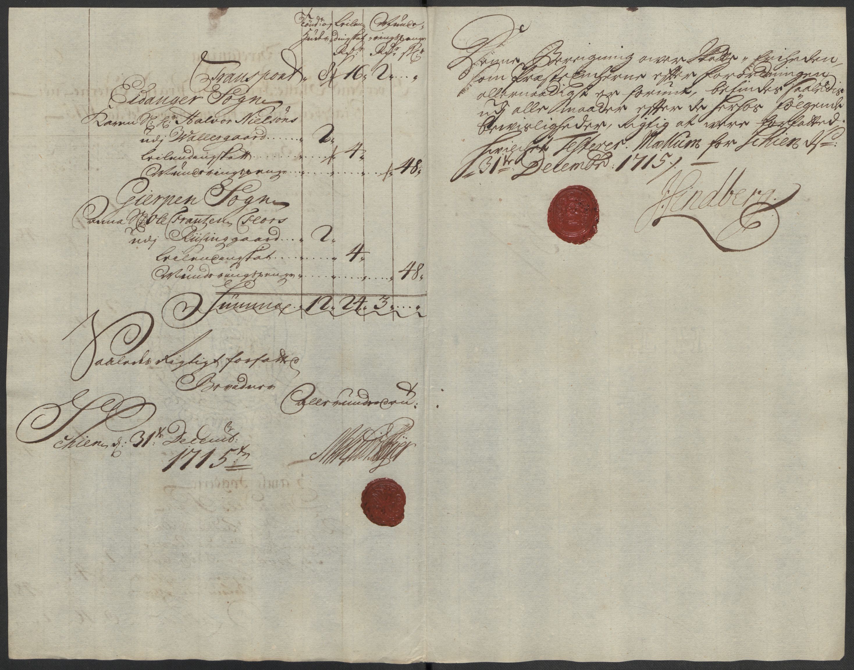 Rentekammeret inntil 1814, Reviderte regnskaper, Fogderegnskap, AV/RA-EA-4092/R36/L2127: Fogderegnskap Øvre og Nedre Telemark og Bamble, 1715, p. 248