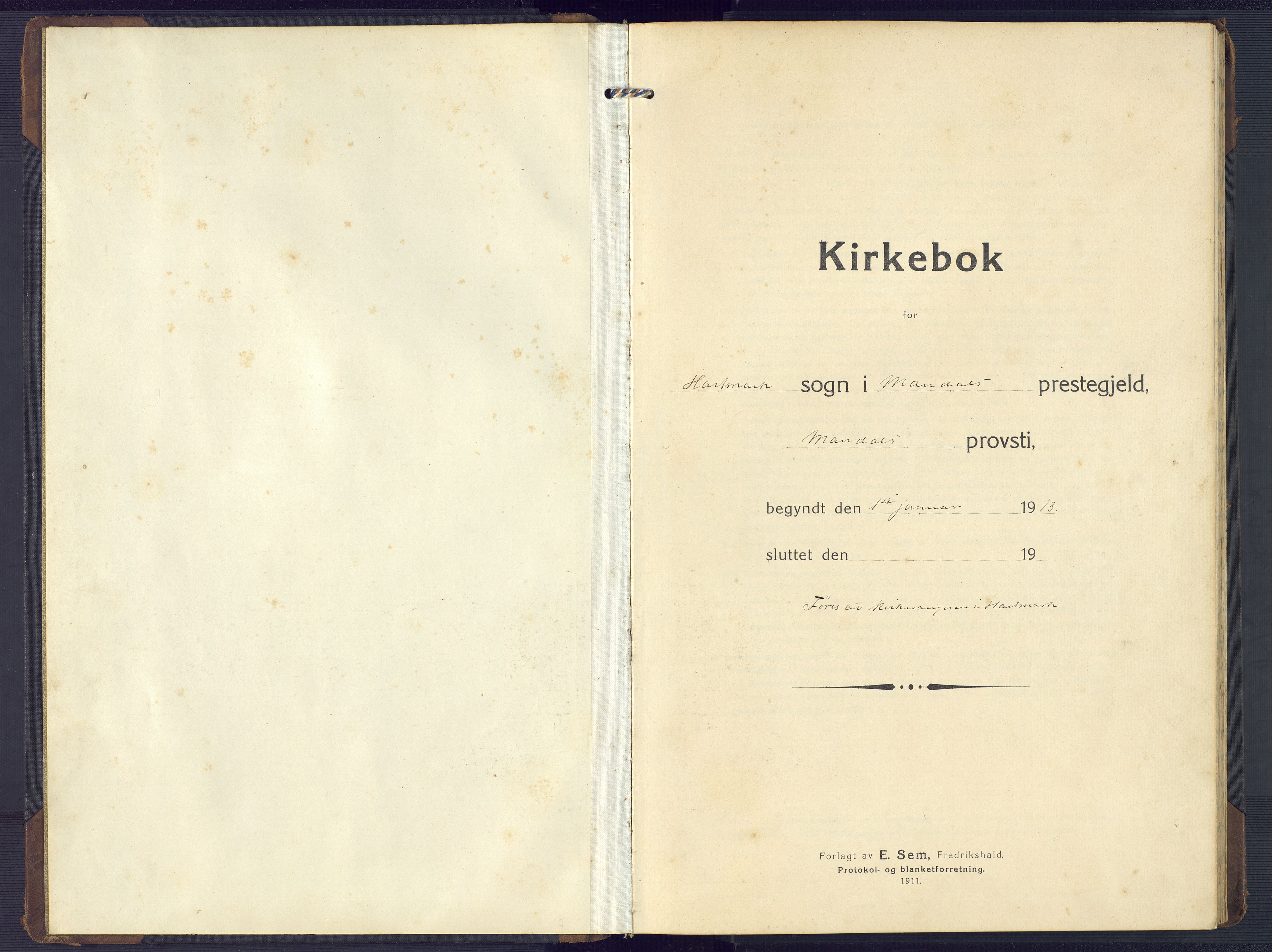 Mandal sokneprestkontor, SAK/1111-0030/F/Fb/Fbb/L0005: Parish register (copy) no. B 5, 1913-1957