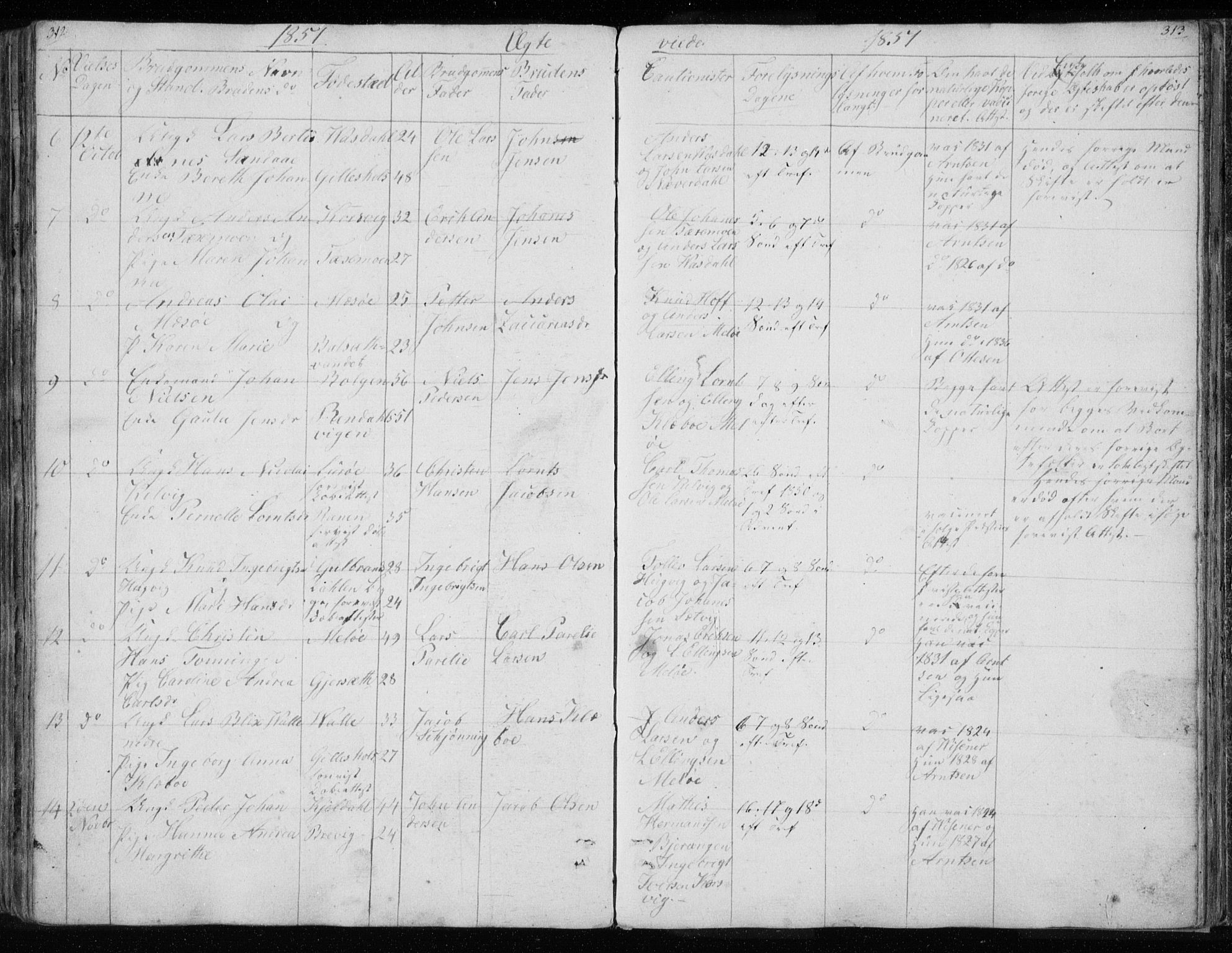 Ministerialprotokoller, klokkerbøker og fødselsregistre - Nordland, AV/SAT-A-1459/843/L0632: Parish register (copy) no. 843C01, 1833-1853, p. 312-313