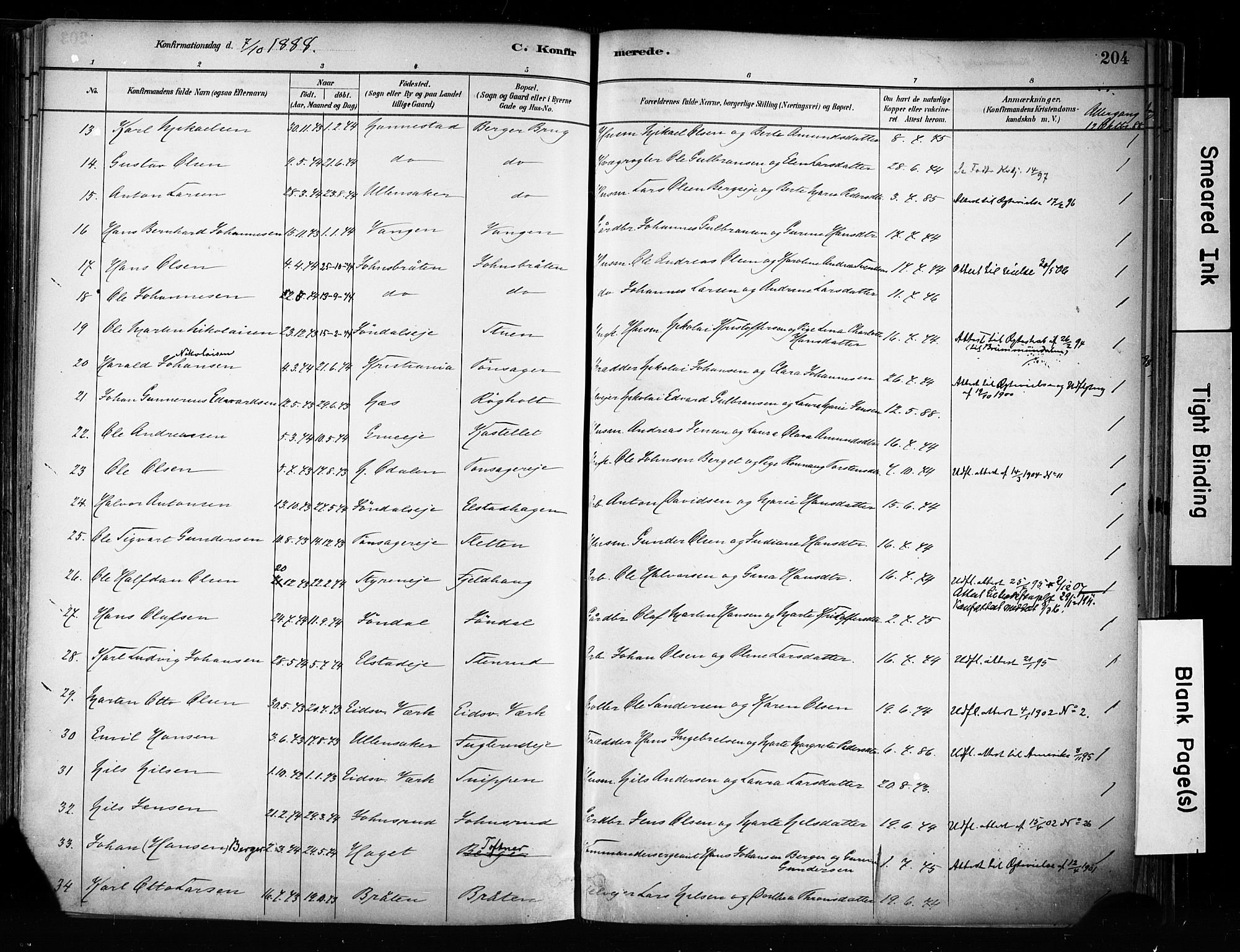 Eidsvoll prestekontor Kirkebøker, SAO/A-10888/F/Fa/L0002: Parish register (official) no. I 2, 1882-1895, p. 204