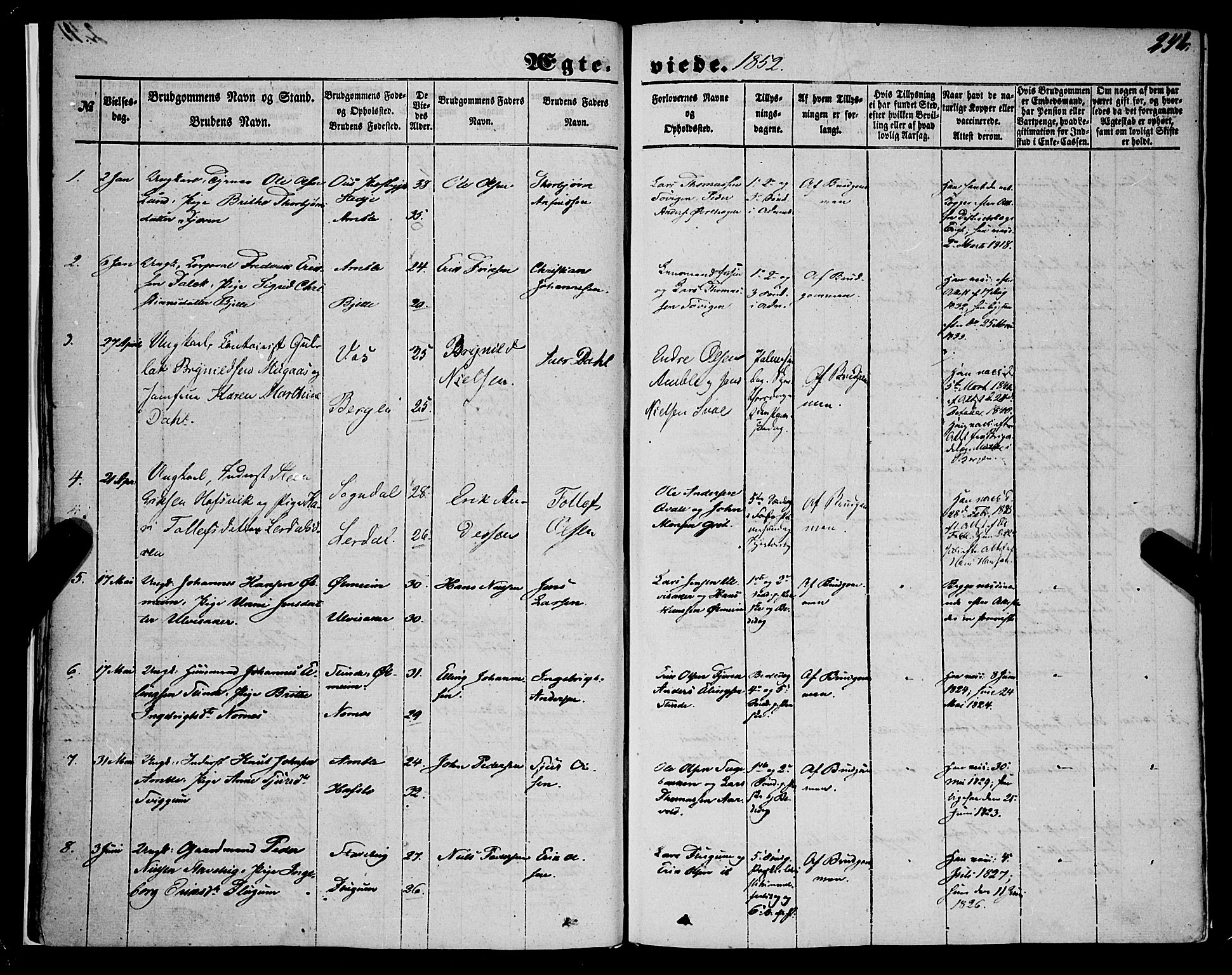 Sogndal sokneprestembete, SAB/A-81301/H/Haa/Haaa/L0012II: Parish register (official) no. A 12II, 1847-1877, p. 242