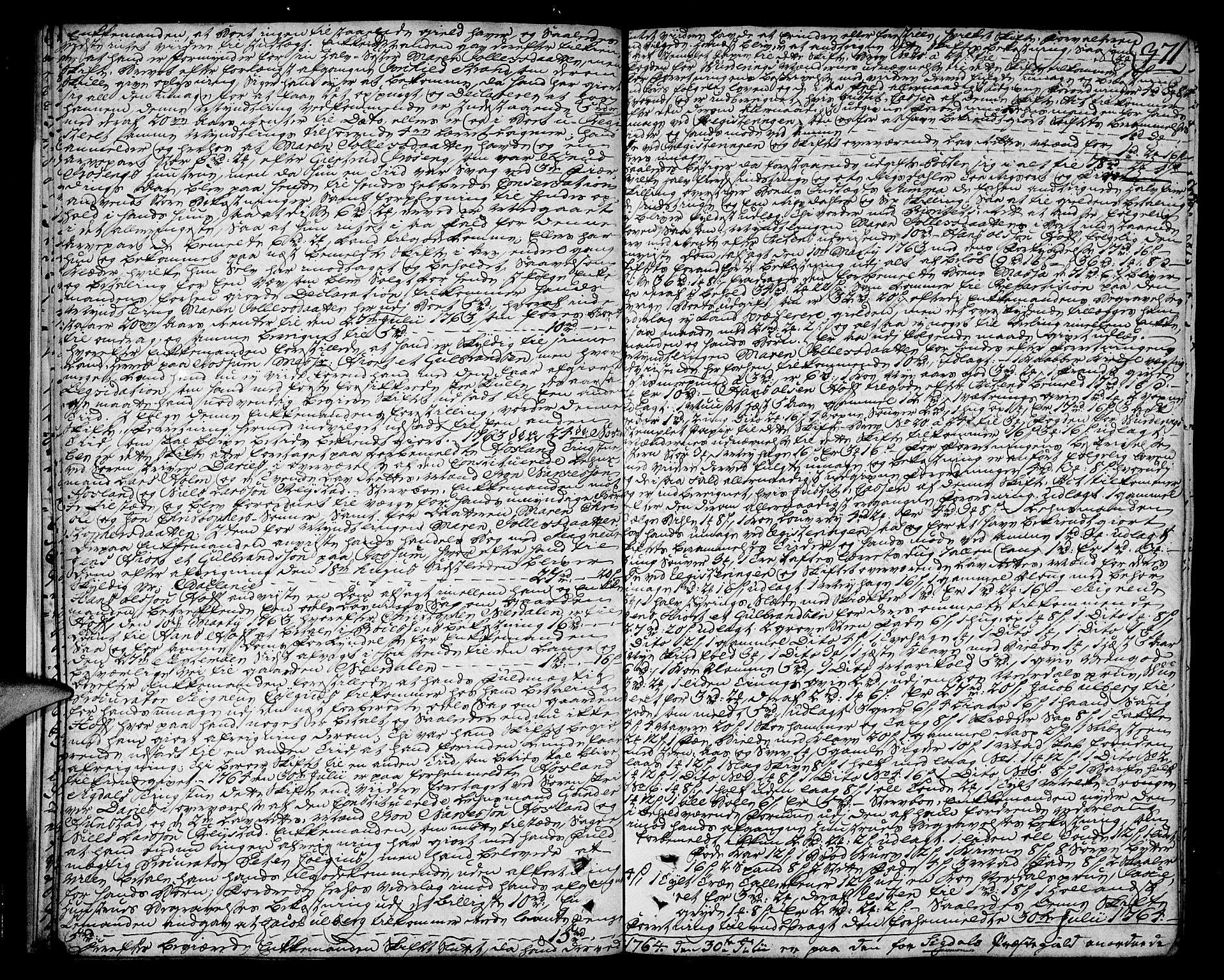 Eiker, Modum og Sigdal sorenskriveri, AV/SAKO-A-123/H/Hb/Hba/L0013b: Skifteprotokoll, 1764-1766, p. 370b-371a
