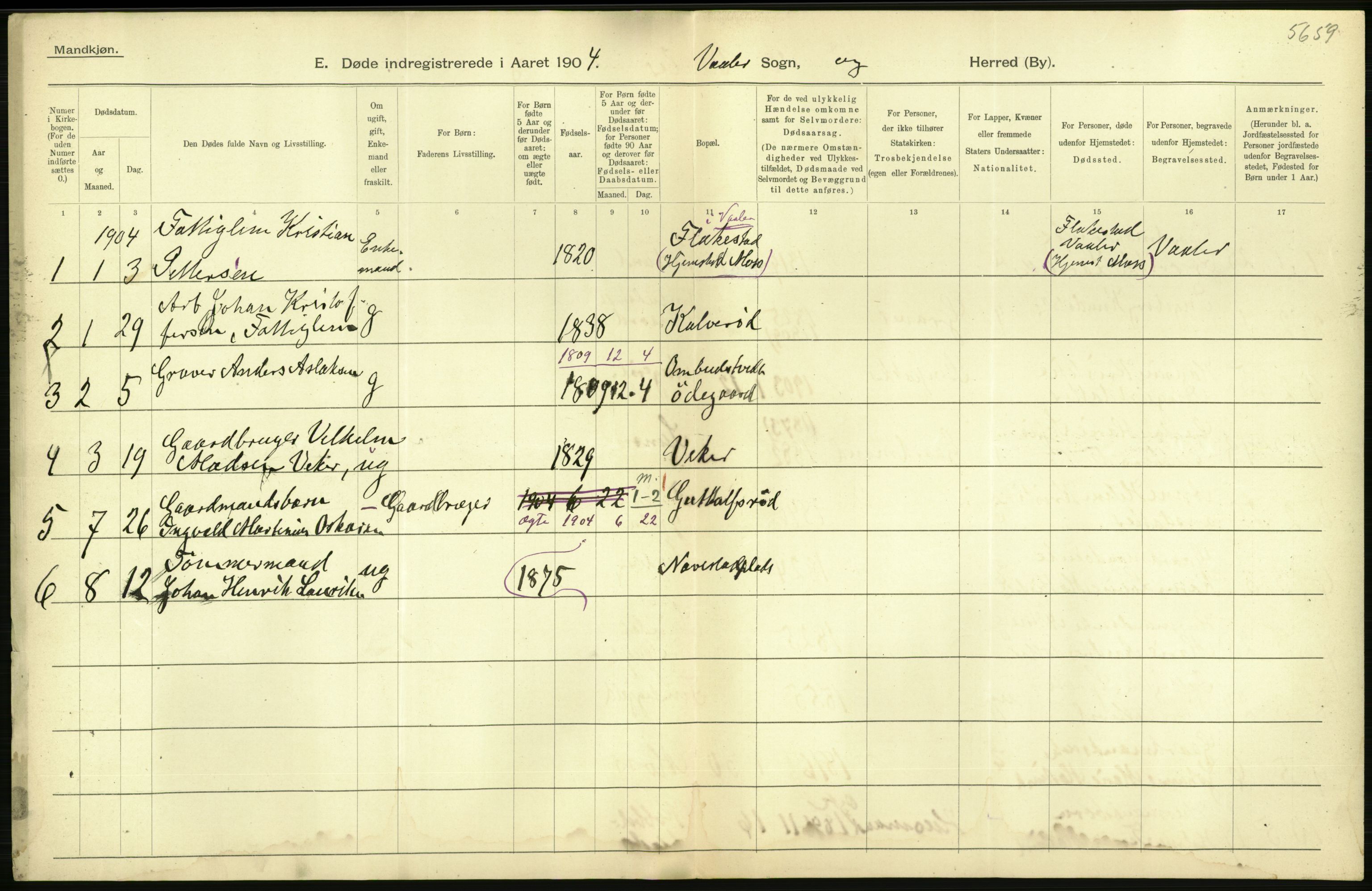 Statistisk sentralbyrå, Sosiodemografiske emner, Befolkning, AV/RA-S-2228/D/Df/Dfa/Dfab/L0001: Smålenenes amt: Fødte, gifte, døde, 1904, p. 832