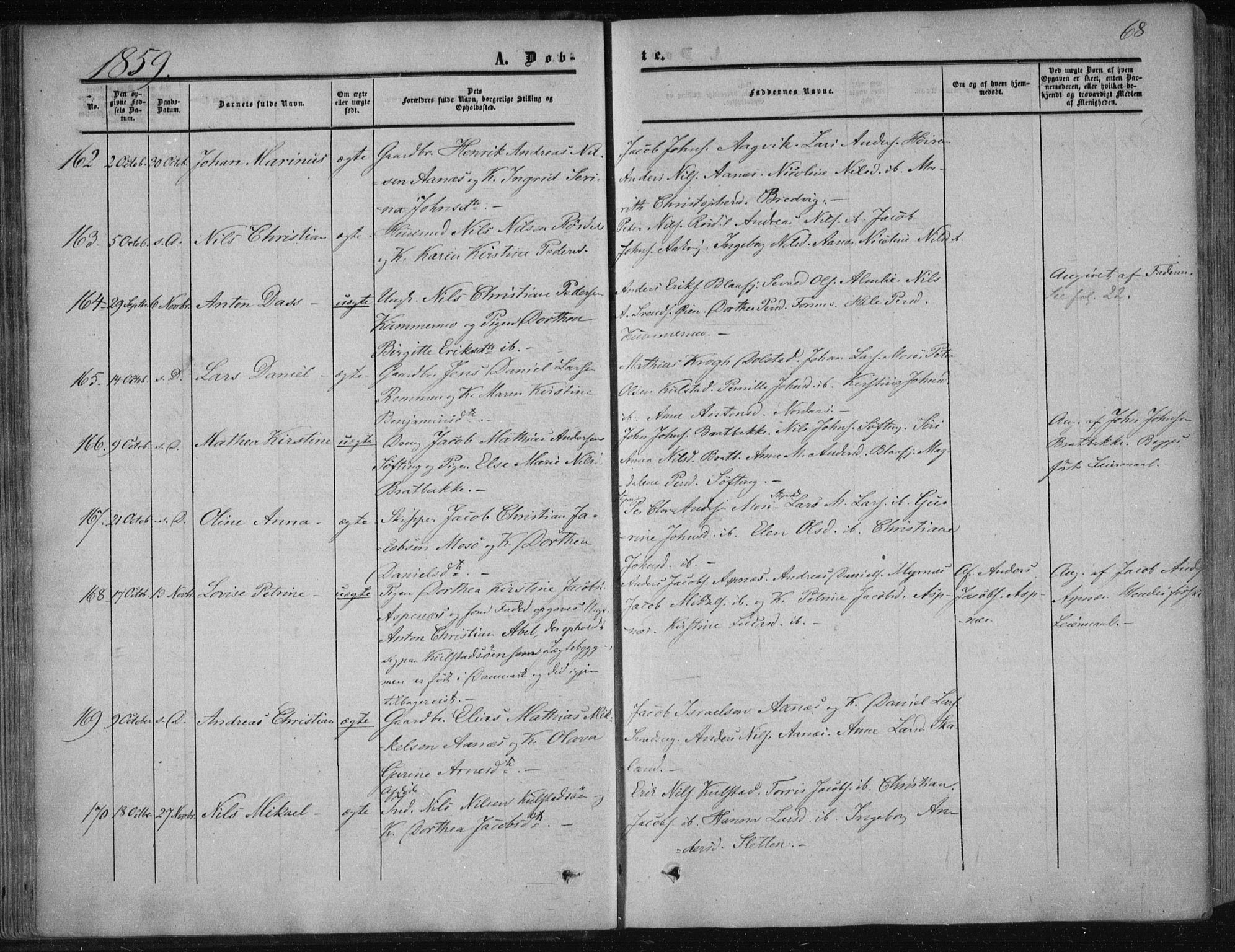 Ministerialprotokoller, klokkerbøker og fødselsregistre - Nordland, AV/SAT-A-1459/820/L0293: Parish register (official) no. 820A14, 1855-1865, p. 68