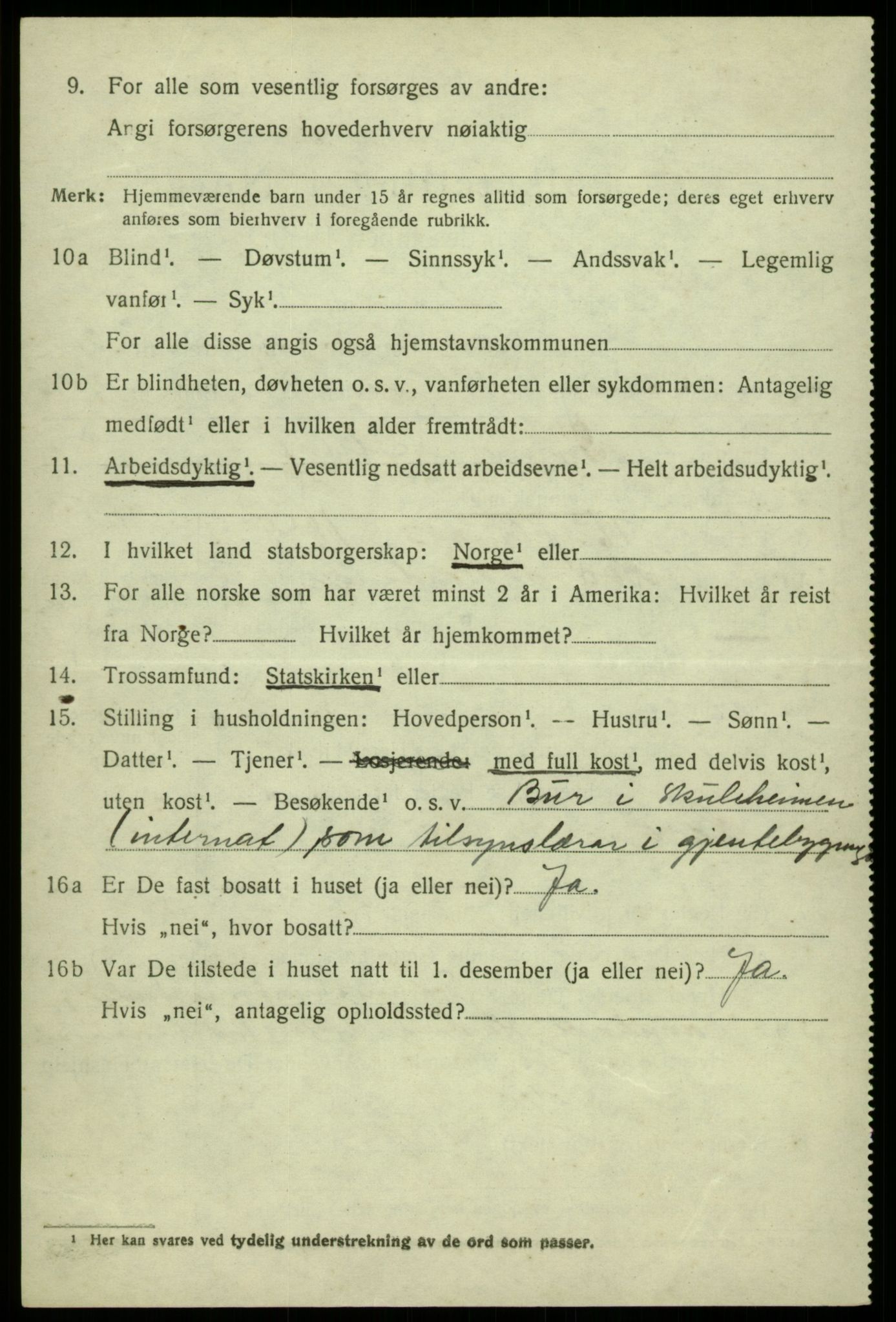 SAB, 1920 census for Kvam, 1920, p. 2000