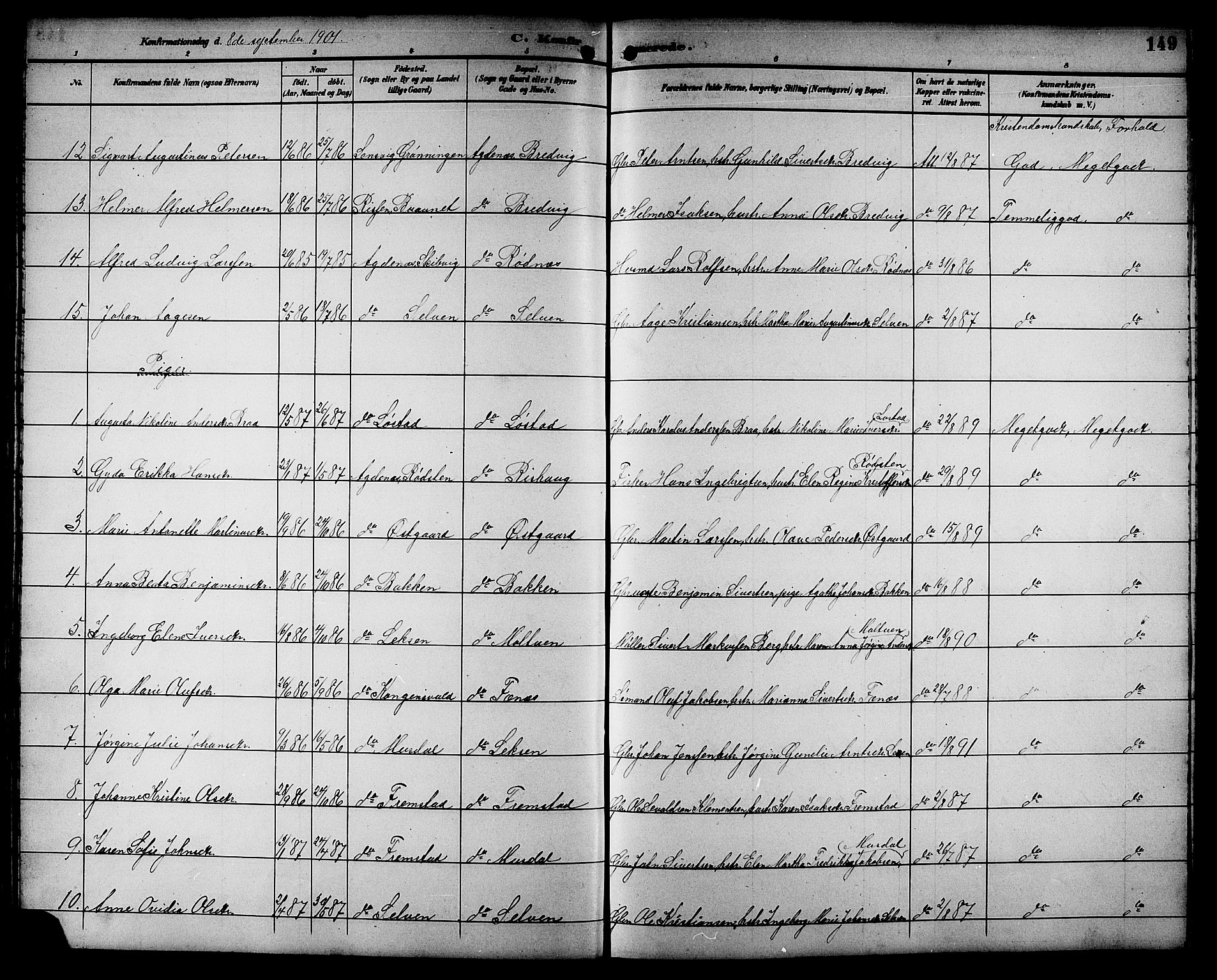 Ministerialprotokoller, klokkerbøker og fødselsregistre - Sør-Trøndelag, SAT/A-1456/662/L0757: Parish register (copy) no. 662C02, 1892-1918, p. 149
