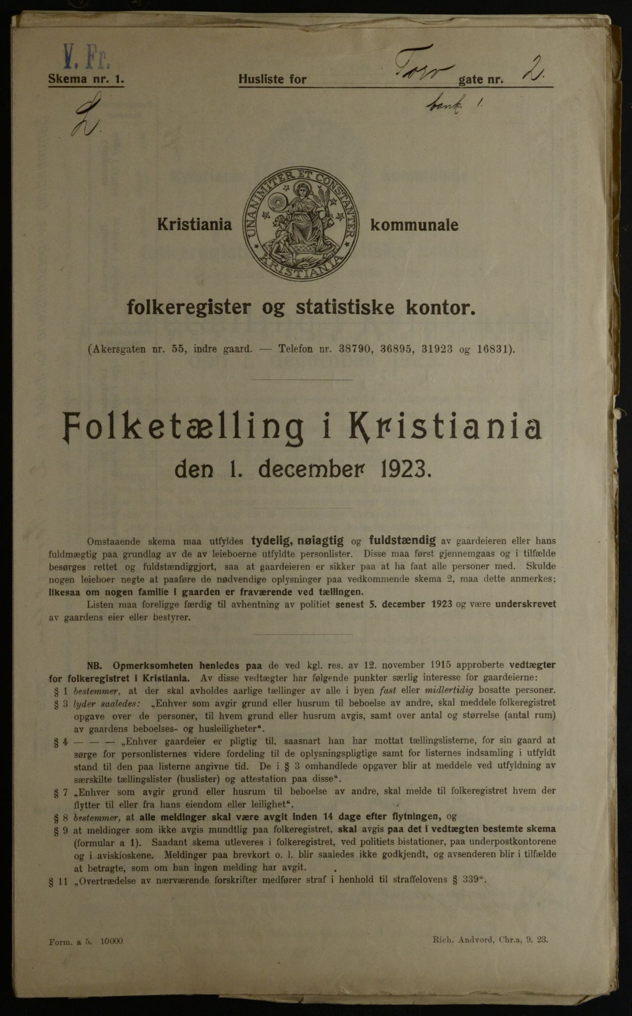 OBA, Municipal Census 1923 for Kristiania, 1923, p. 125648