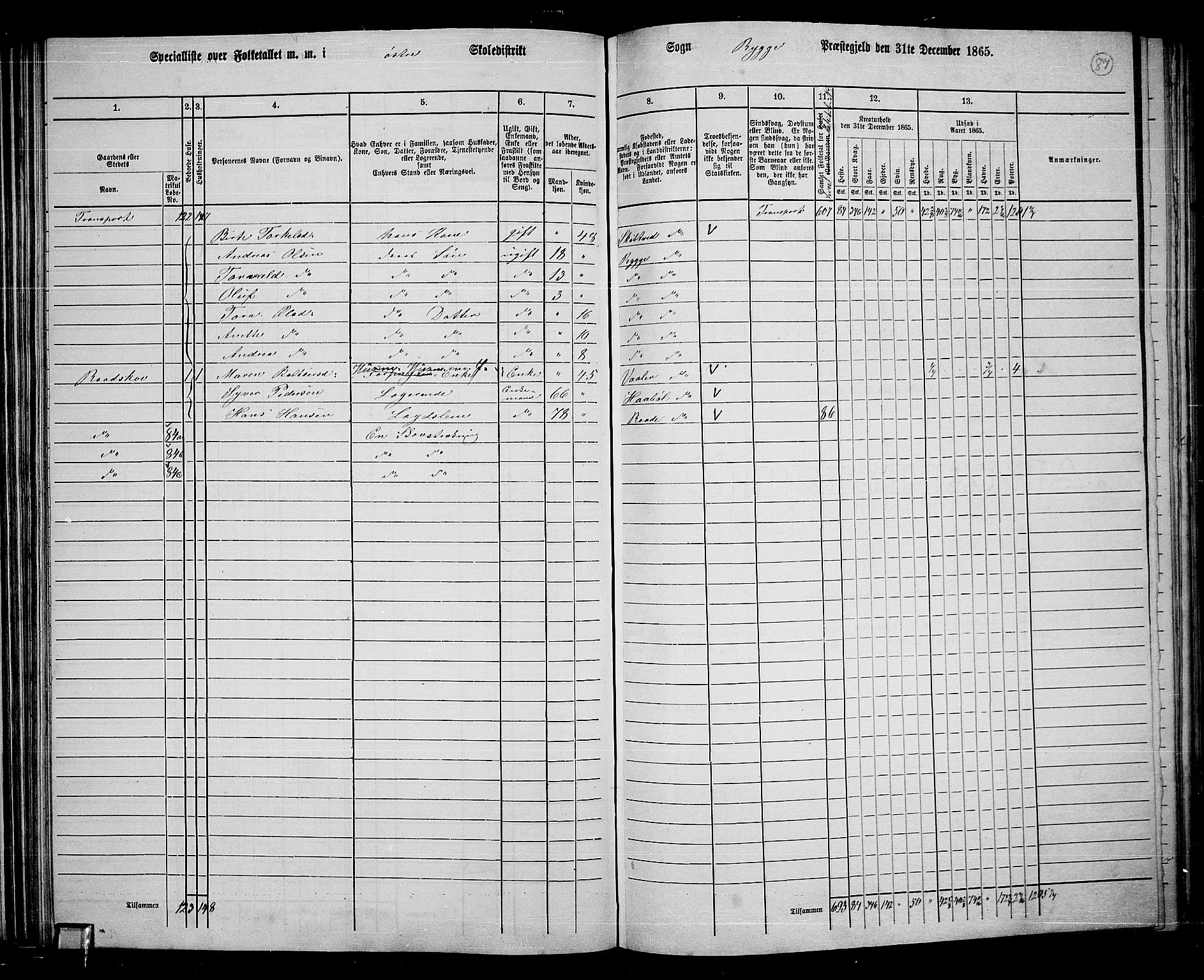 RA, 1865 census for Rygge, 1865, p. 30