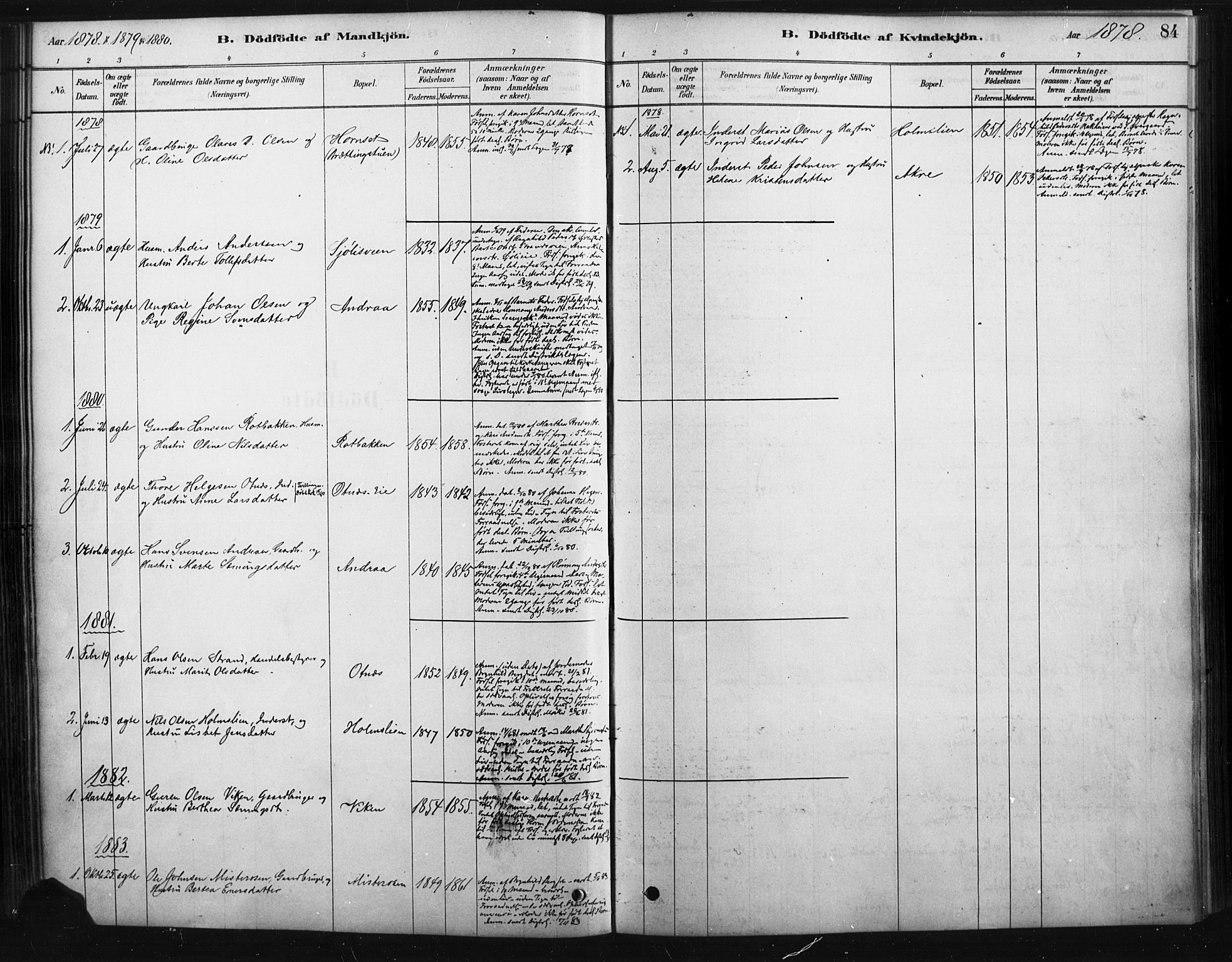 Rendalen prestekontor, SAH/PREST-054/H/Ha/Haa/L0010: Parish register (official) no. 10, 1878-1901, p. 84