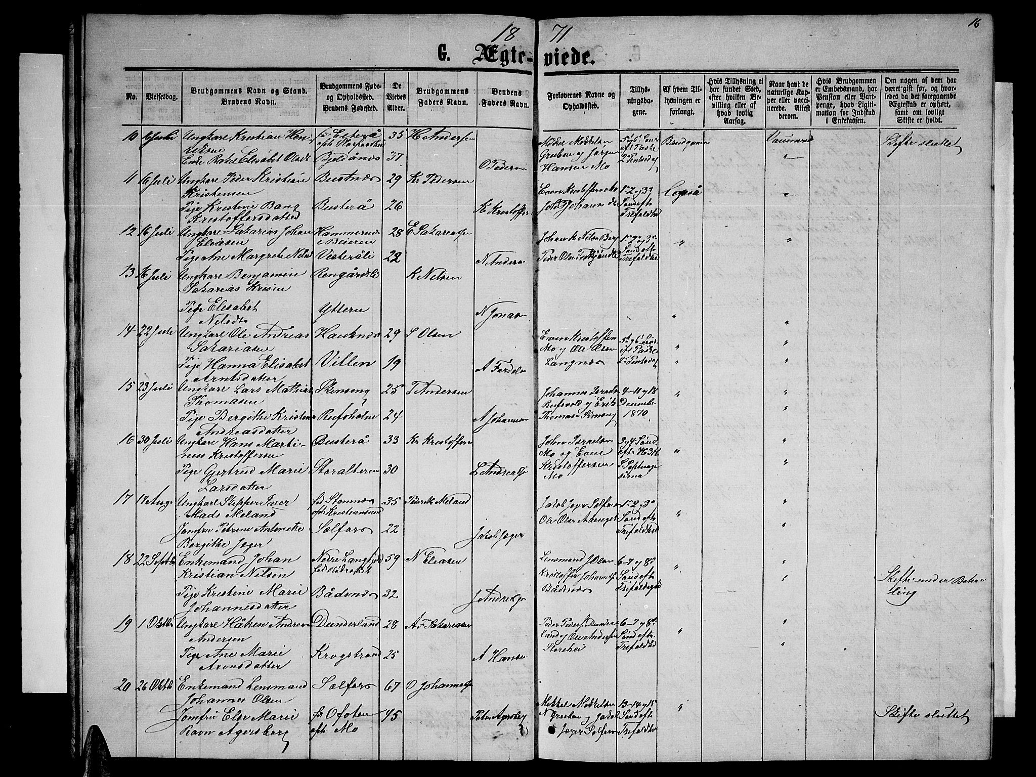 Ministerialprotokoller, klokkerbøker og fødselsregistre - Nordland, AV/SAT-A-1459/827/L0417: Parish register (copy) no. 827C06, 1864-1886, p. 16