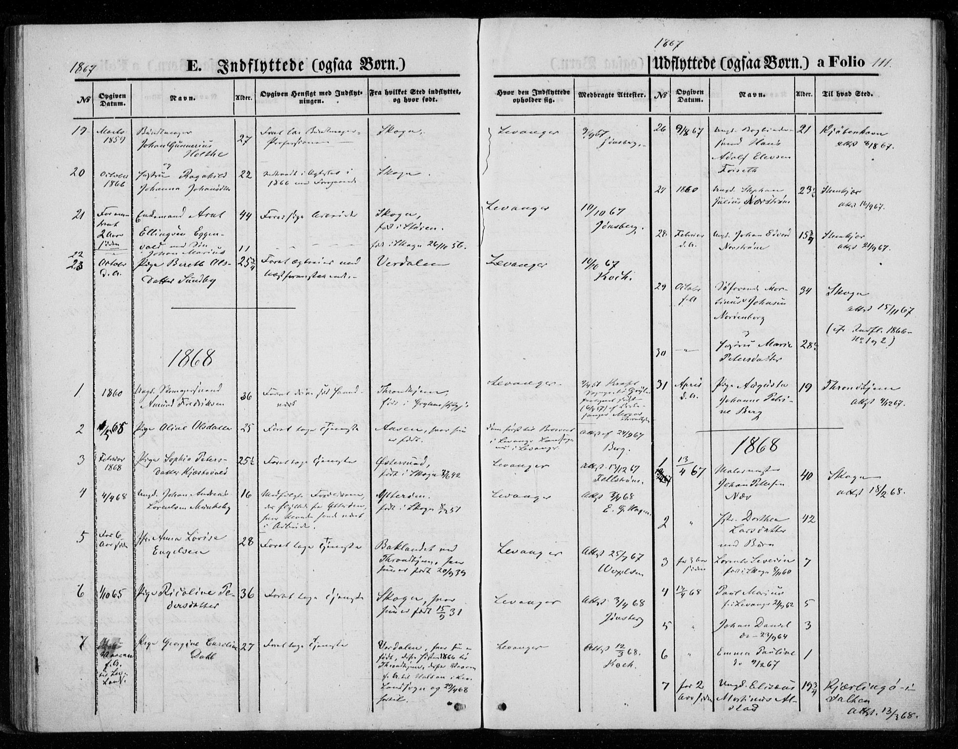 Ministerialprotokoller, klokkerbøker og fødselsregistre - Nord-Trøndelag, SAT/A-1458/720/L0186: Parish register (official) no. 720A03, 1864-1874, p. 111
