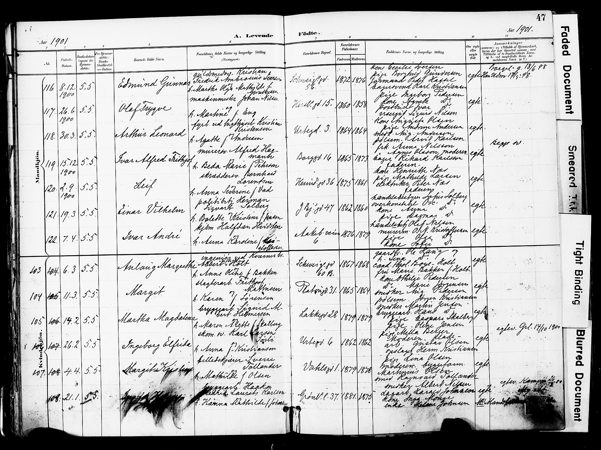 Grønland prestekontor Kirkebøker, AV/SAO-A-10848/F/Fa/L0014: Parish register (official) no. 14, 1900-1911, p. 47