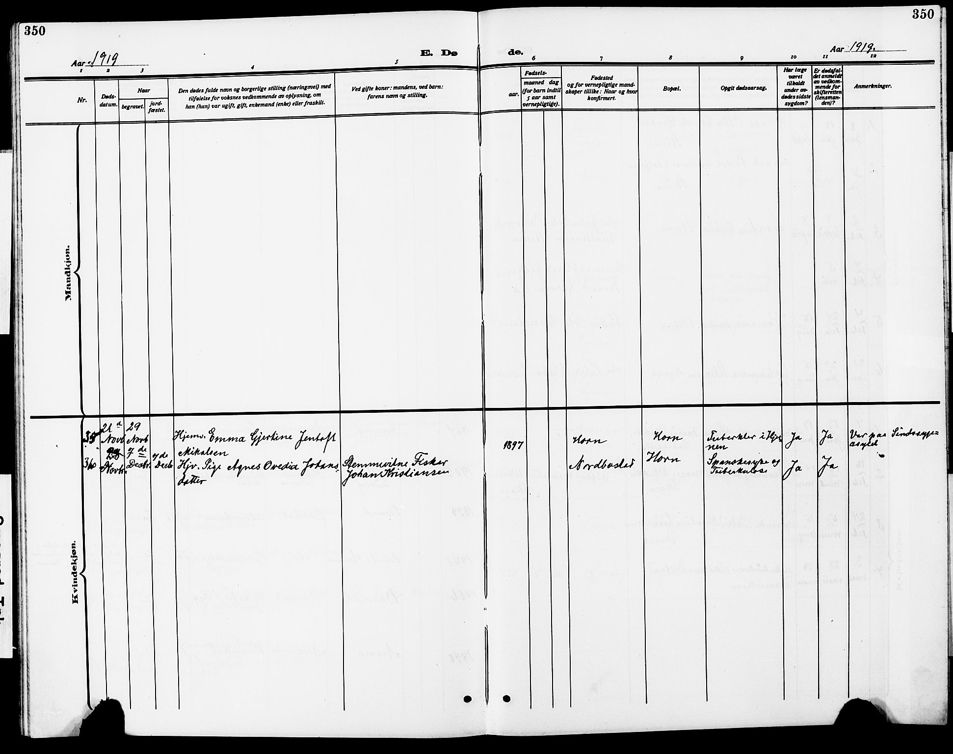 Ministerialprotokoller, klokkerbøker og fødselsregistre - Nordland, SAT/A-1459/838/L0560: Parish register (copy) no. 838C07, 1910-1928, p. 350