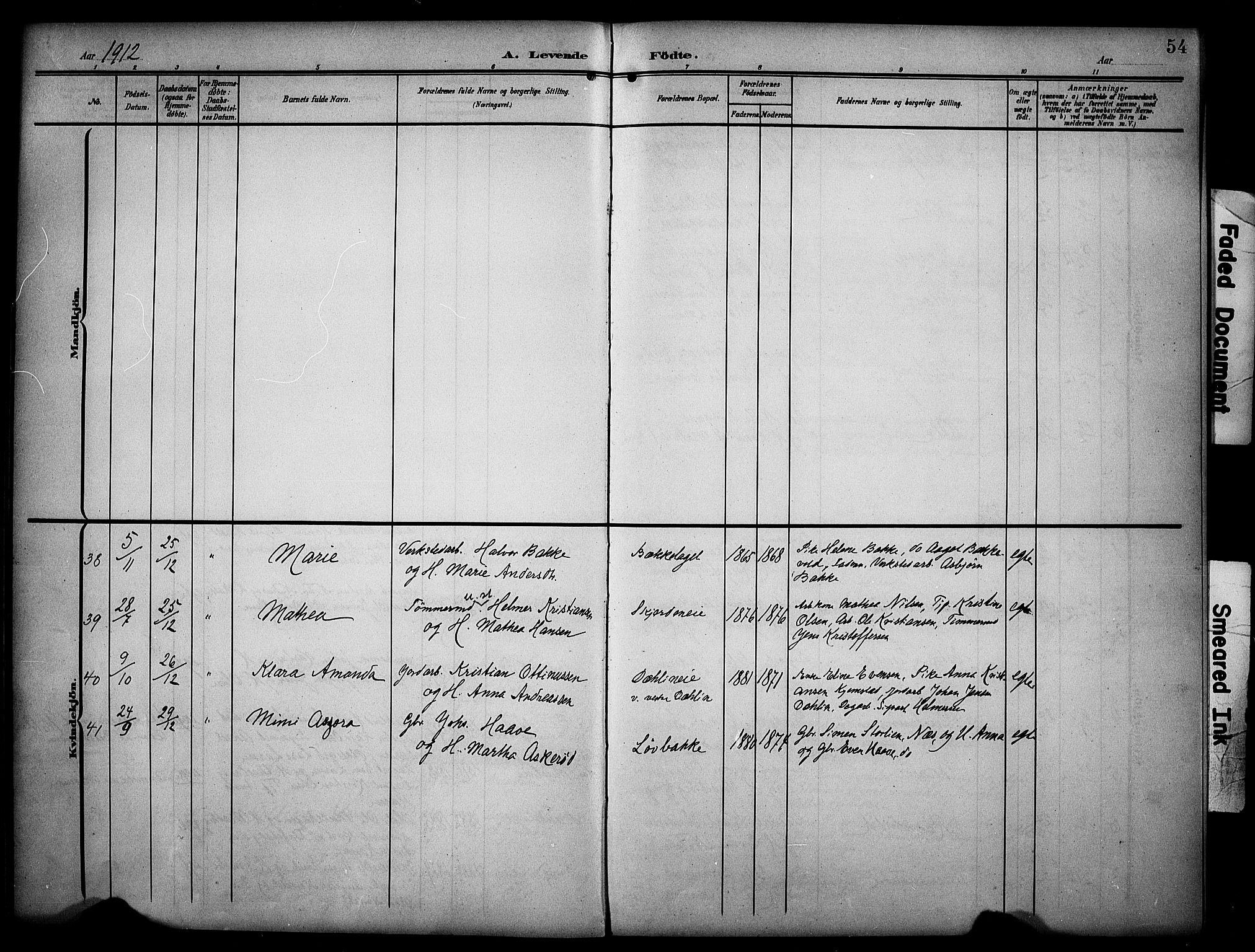 Stange prestekontor, AV/SAH-PREST-002/K/L0022: Parish register (official) no. 22, 1903-1914, p. 54