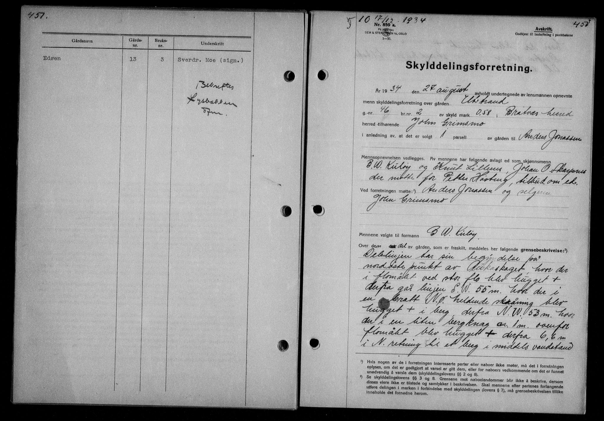 Nordmøre sorenskriveri, AV/SAT-A-4132/1/2/2Ca/L0082: Mortgage book no. 72, 1934-1934, Deed date: 17.12.1934