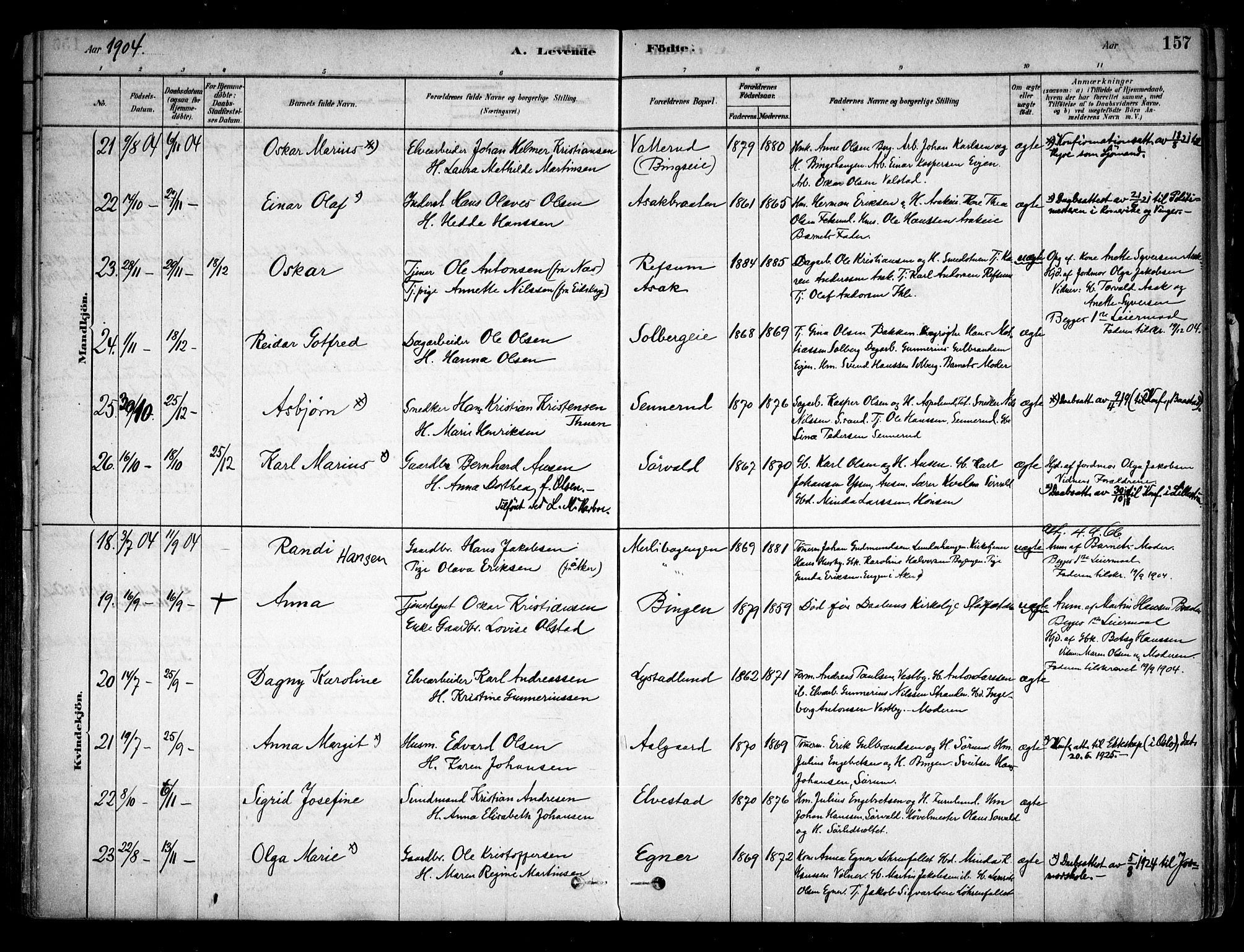 Sørum prestekontor Kirkebøker, AV/SAO-A-10303/F/Fa/L0007: Parish register (official) no. I 7, 1878-1914, p. 157