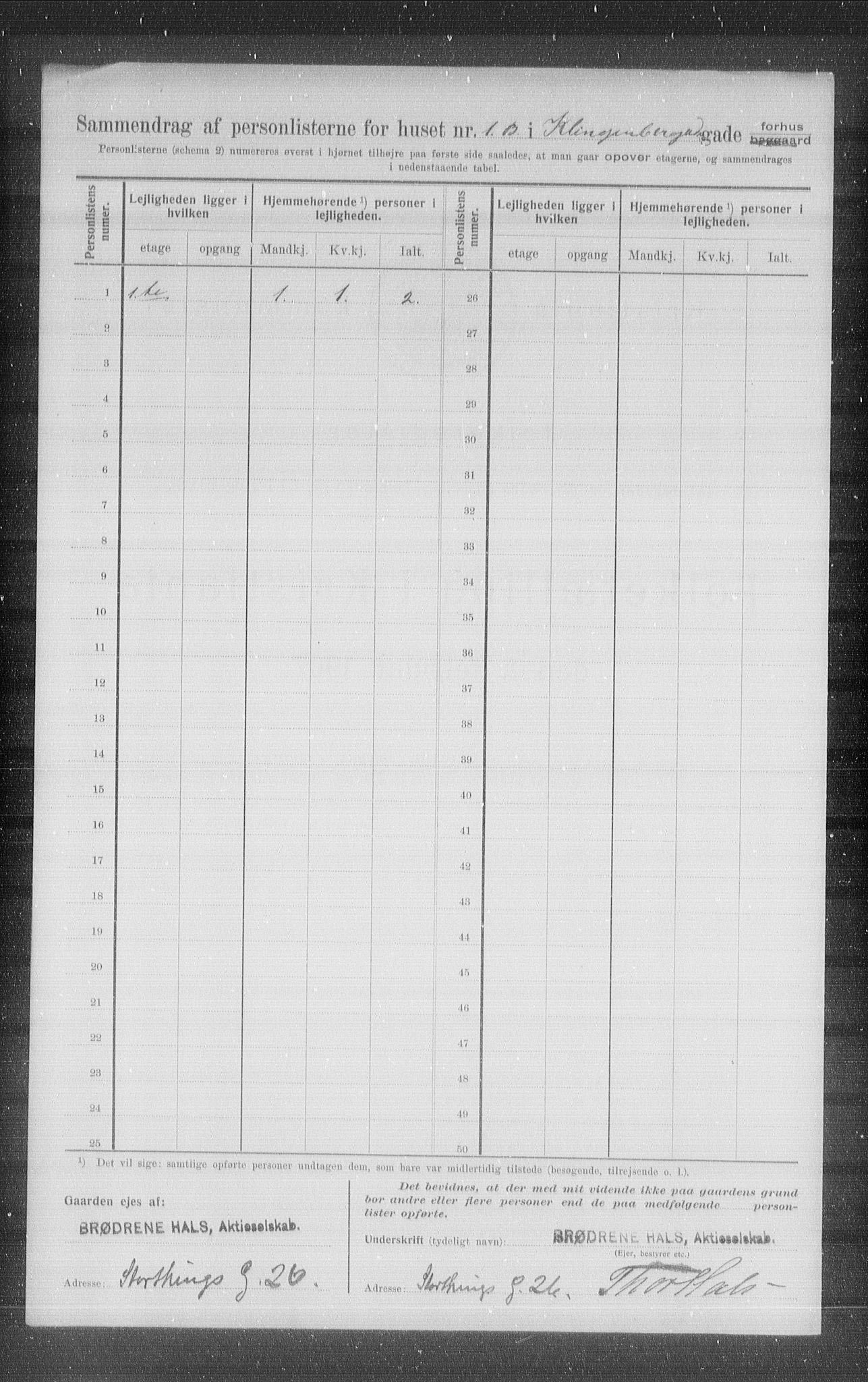 OBA, Municipal Census 1907 for Kristiania, 1907, p. 26389