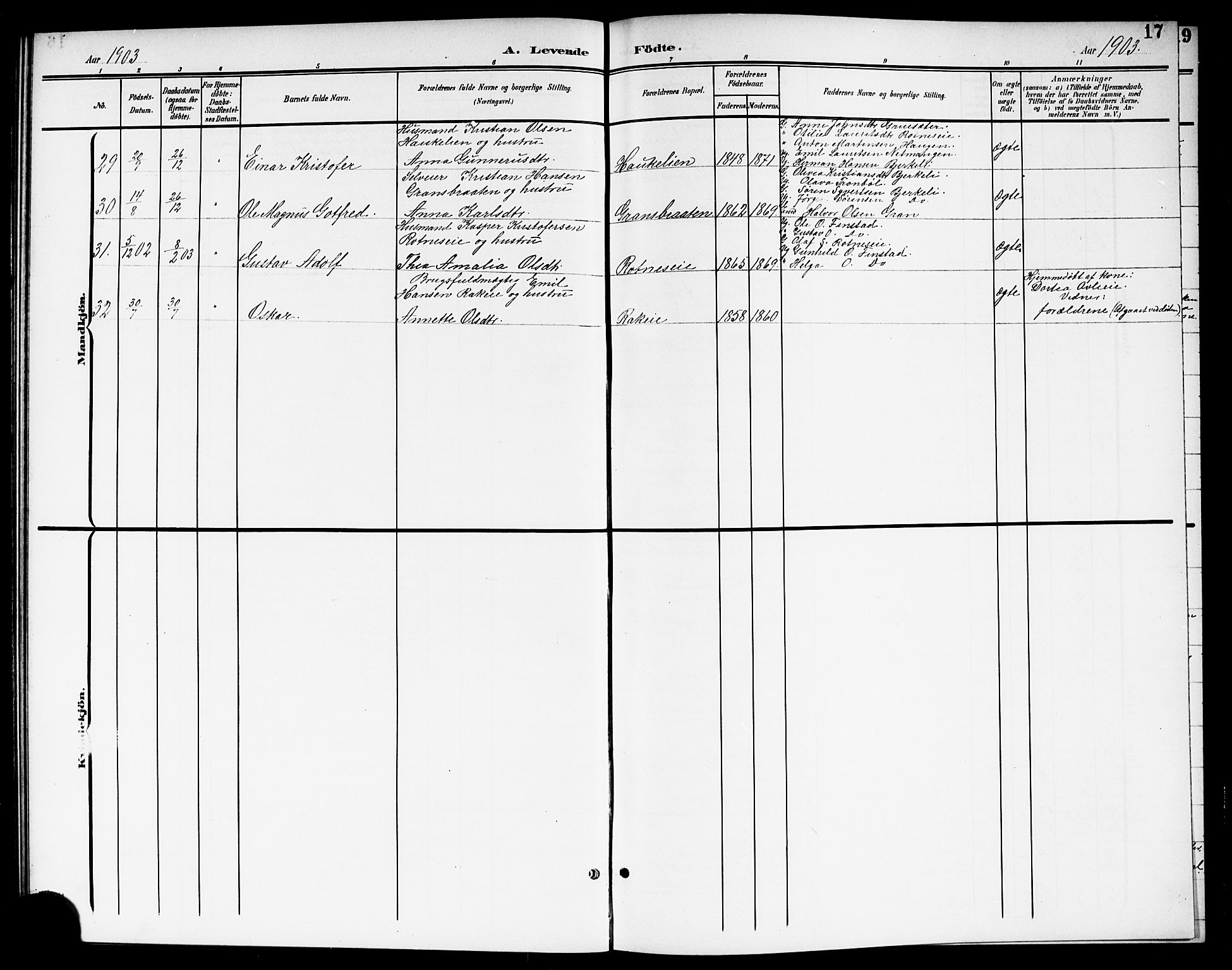 Nes prestekontor Kirkebøker, AV/SAO-A-10410/G/Gc/L0001: Parish register (copy) no. III 1, 1901-1917, p. 17