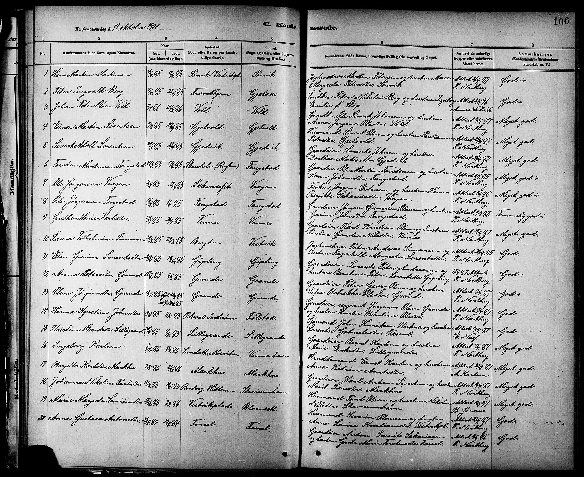 Ministerialprotokoller, klokkerbøker og fødselsregistre - Nord-Trøndelag, AV/SAT-A-1458/744/L0423: Parish register (copy) no. 744C02, 1886-1905, p. 106