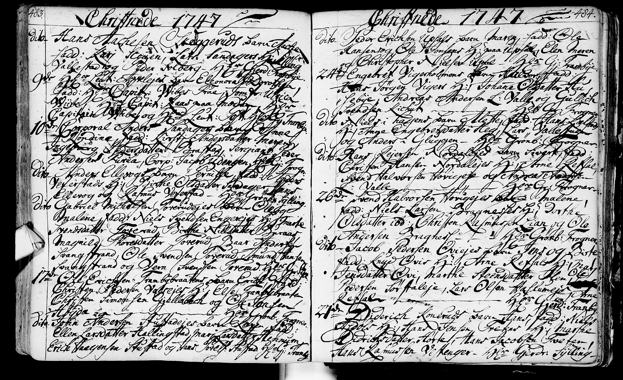 Lier kirkebøker, AV/SAKO-A-230/F/Fa/L0003: Parish register (official) no. I 3, 1727-1748, p. 483-484