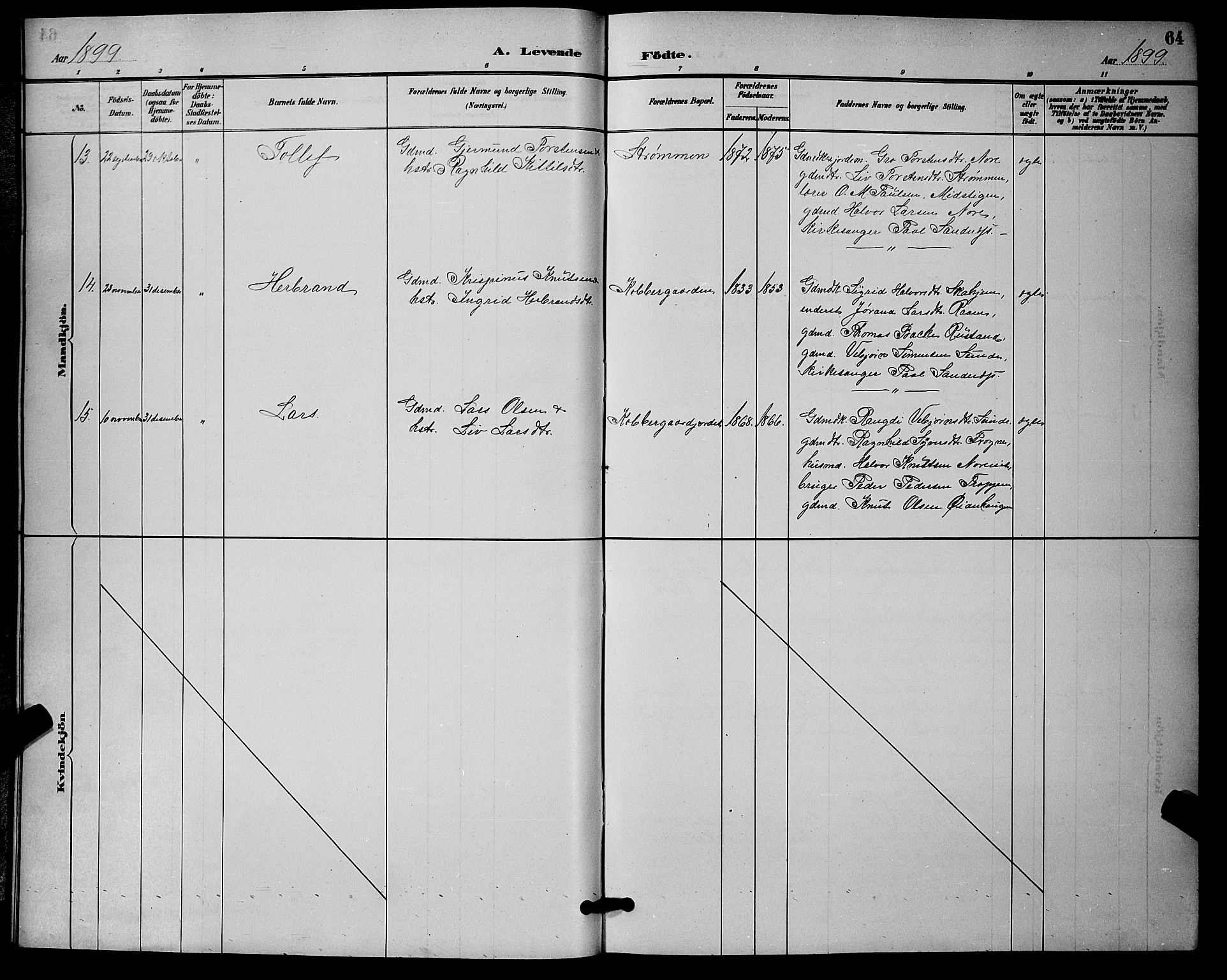 Nore kirkebøker, SAKO/A-238/G/Ga/L0003: Parish register (copy) no. I 3, 1886-1903, p. 64