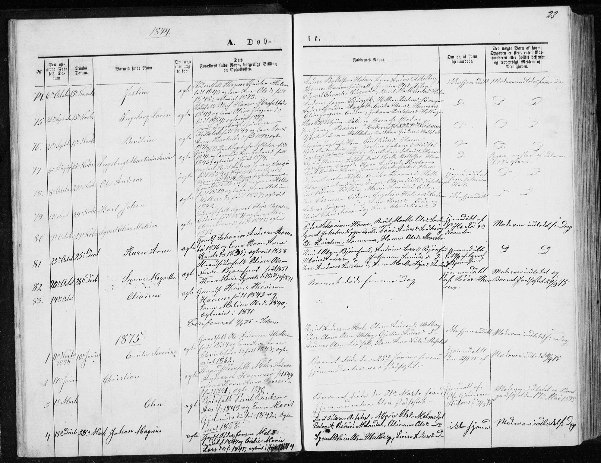 Ministerialprotokoller, klokkerbøker og fødselsregistre - Møre og Romsdal, SAT/A-1454/565/L0754: Parish register (copy) no. 565C03, 1870-1896, p. 23
