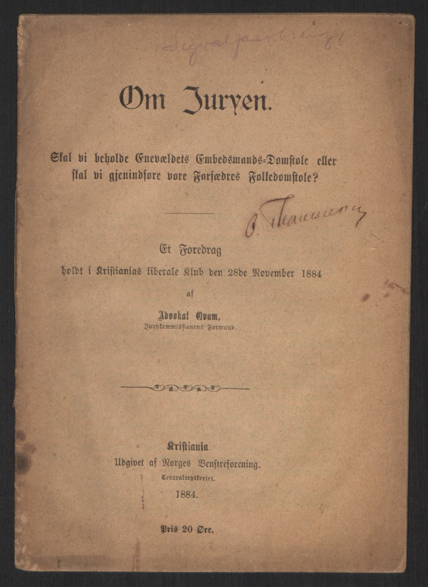 Venstres Hovedorganisasjon, RA/PA-0876/X/L0001: De eldste skrifter, 1860-1936, p. 462
