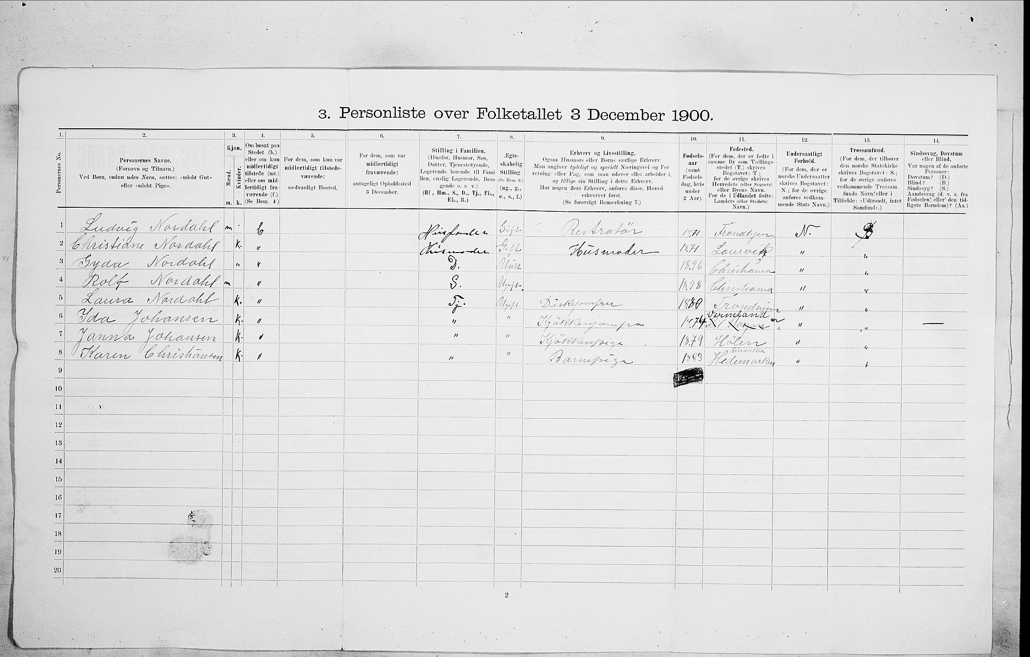 SAO, 1900 census for Kristiania, 1900, p. 67107