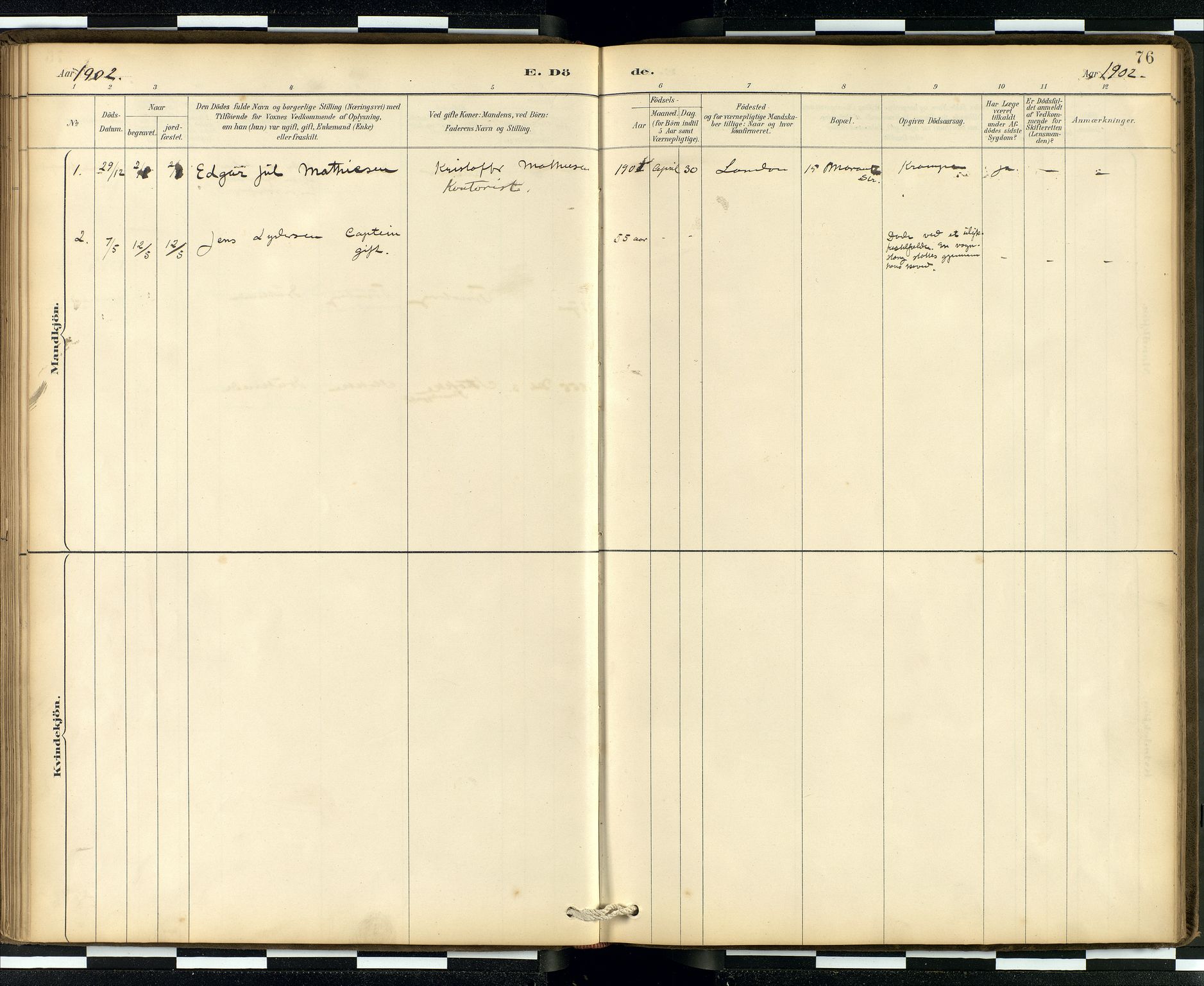  Den norske sjømannsmisjon i utlandet/London m/bistasjoner, SAB/SAB/PA-0103/H/Ha/L0002: Parish register (official) no. A 2, 1887-1903, p. 75b-76a