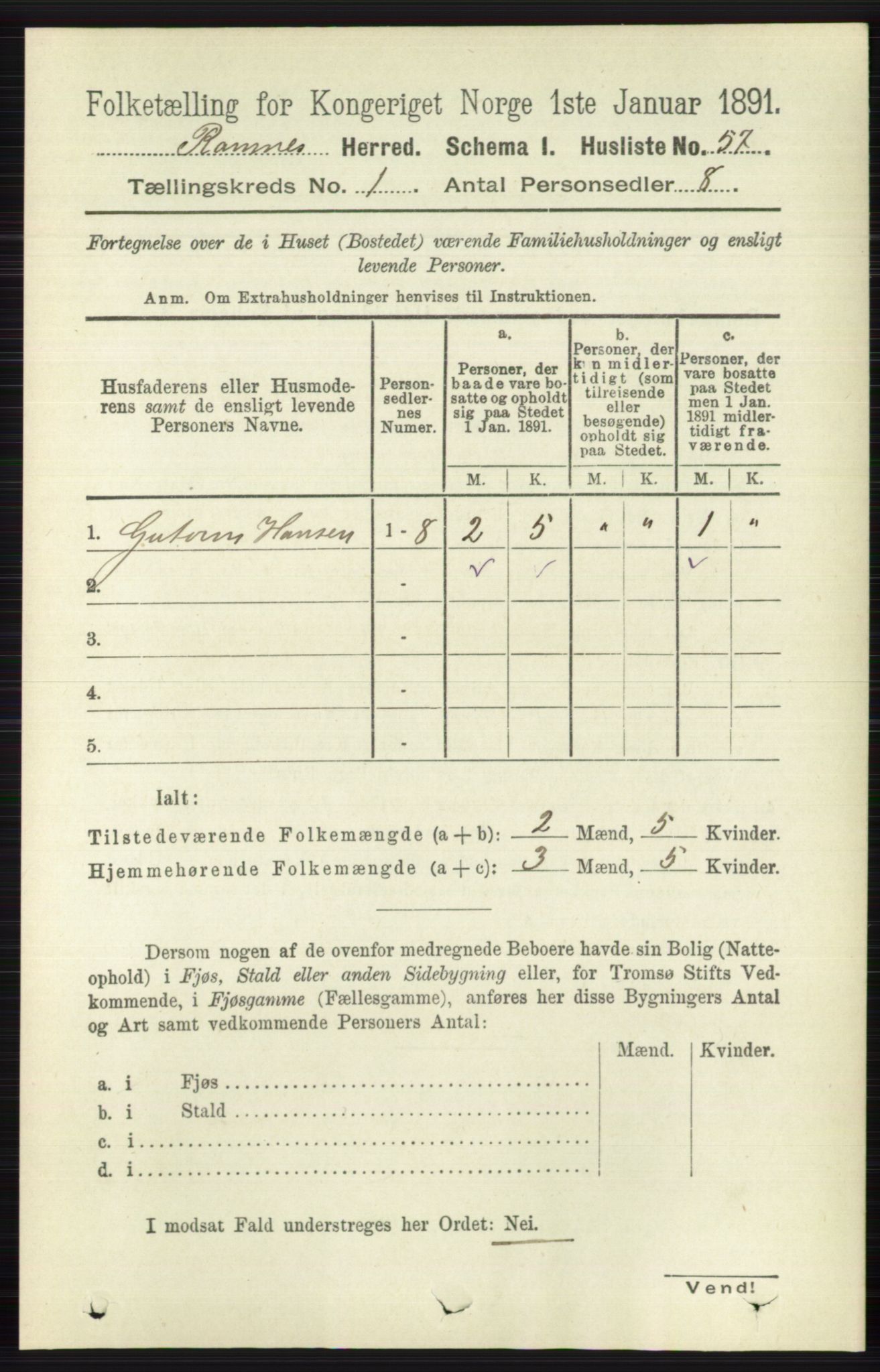 RA, 1891 census for 0718 Ramnes, 1891, p. 86