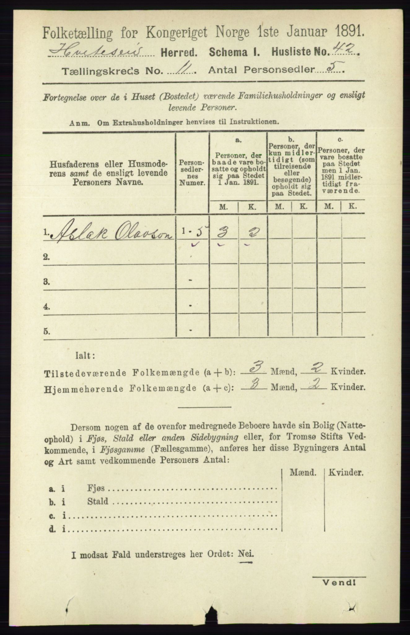 RA, 1891 census for 0829 Kviteseid, 1891, p. 2542