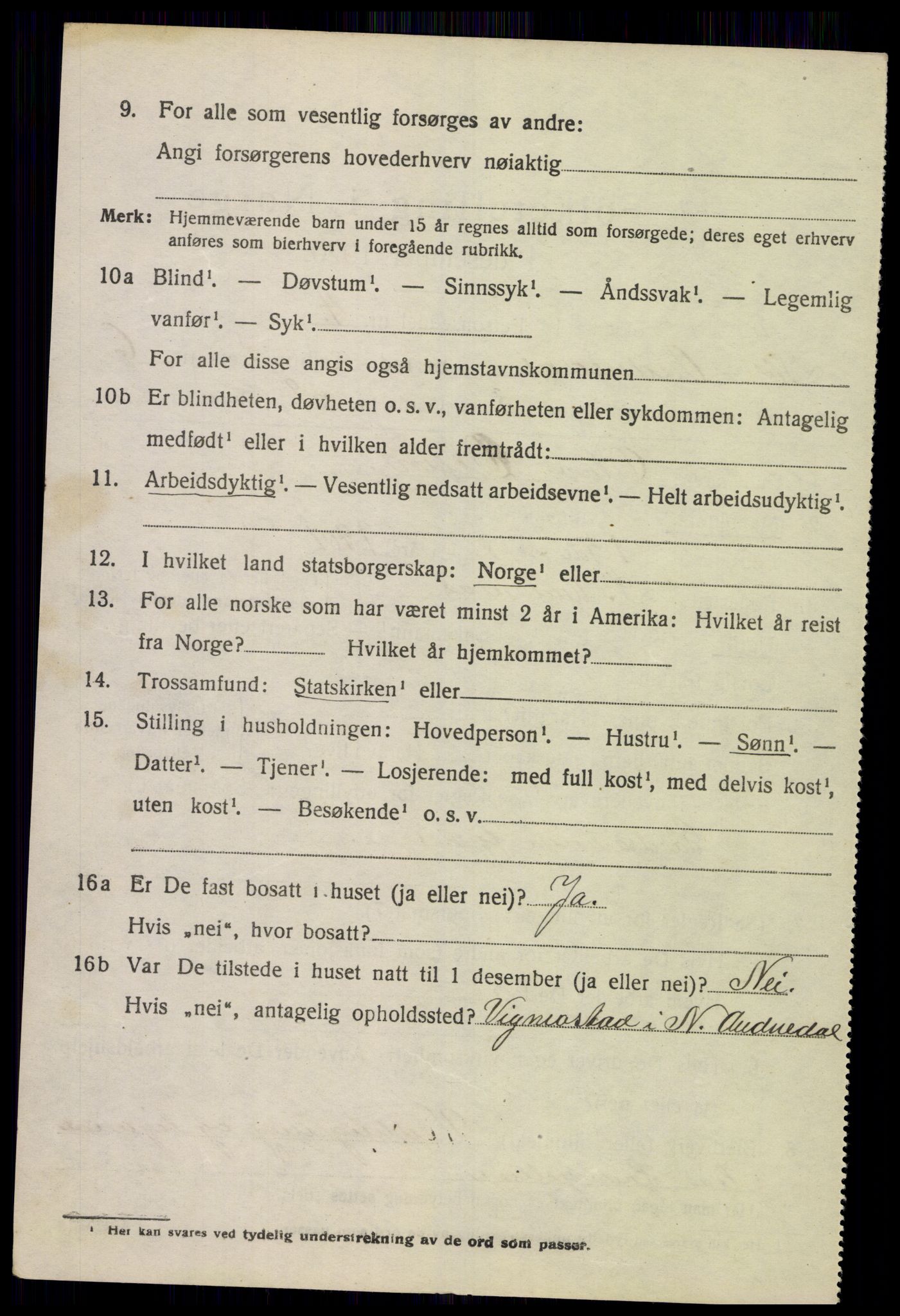 SAK, 1920 census for Sør-Audnedal, 1920, p. 2716