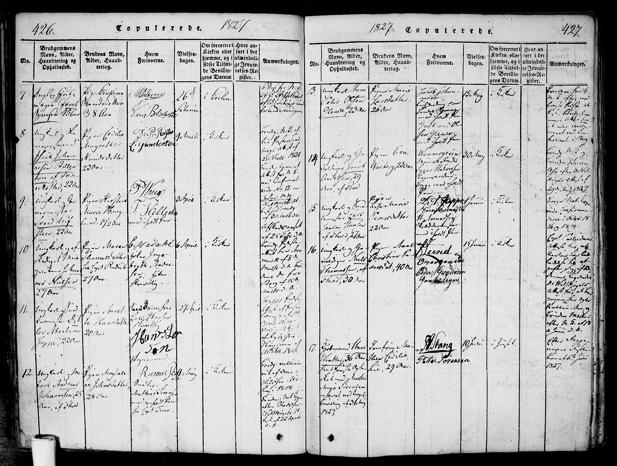 Halden prestekontor Kirkebøker, AV/SAO-A-10909/F/Fa/L0003: Parish register (official) no. I 3, 1815-1834, p. 426-427