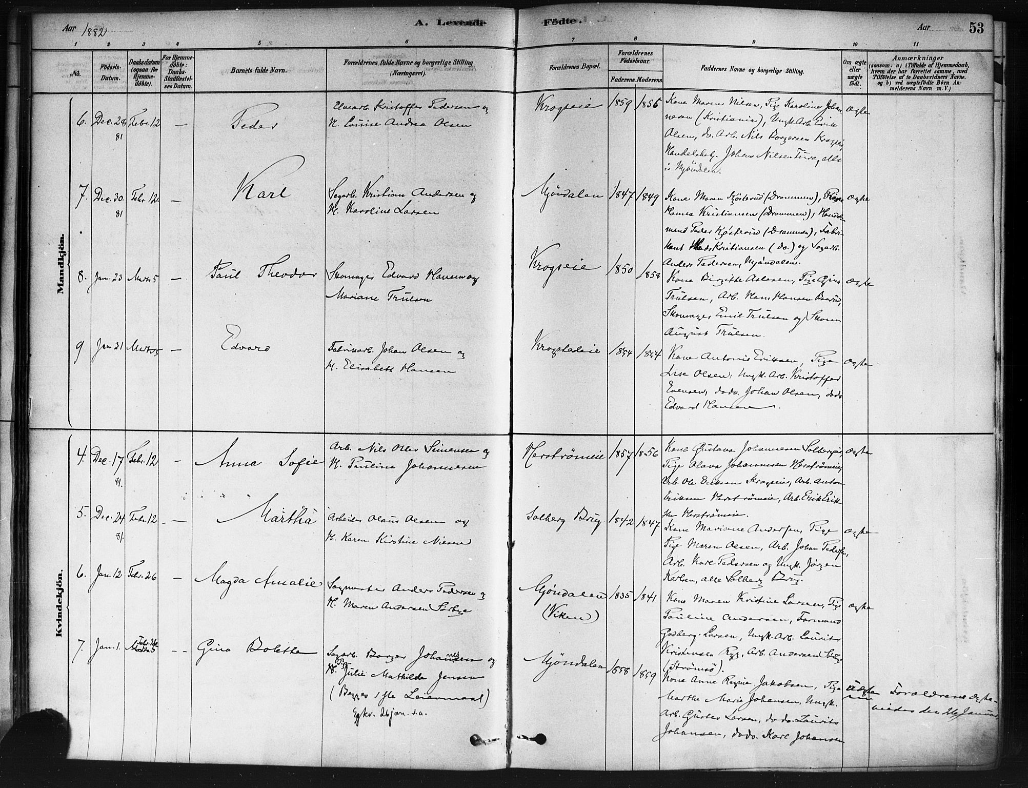 Nedre Eiker kirkebøker, SAKO/A-612/F/Fa/L0002: Parish register (official) no. 2, 1878-1885, p. 53