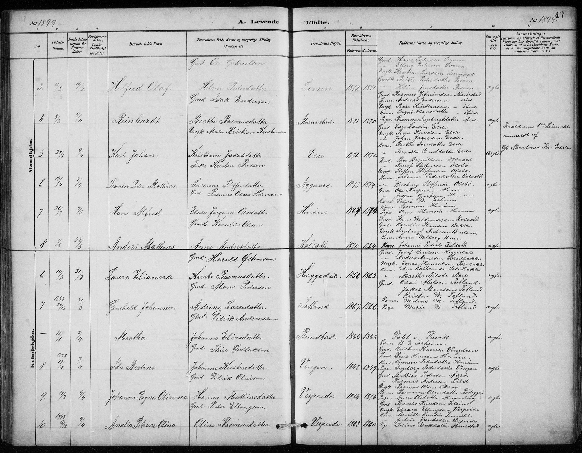 Davik sokneprestembete, AV/SAB-A-79701/H/Hab/Habc/L0002: Parish register (copy) no. C 2, 1889-1906, p. 47