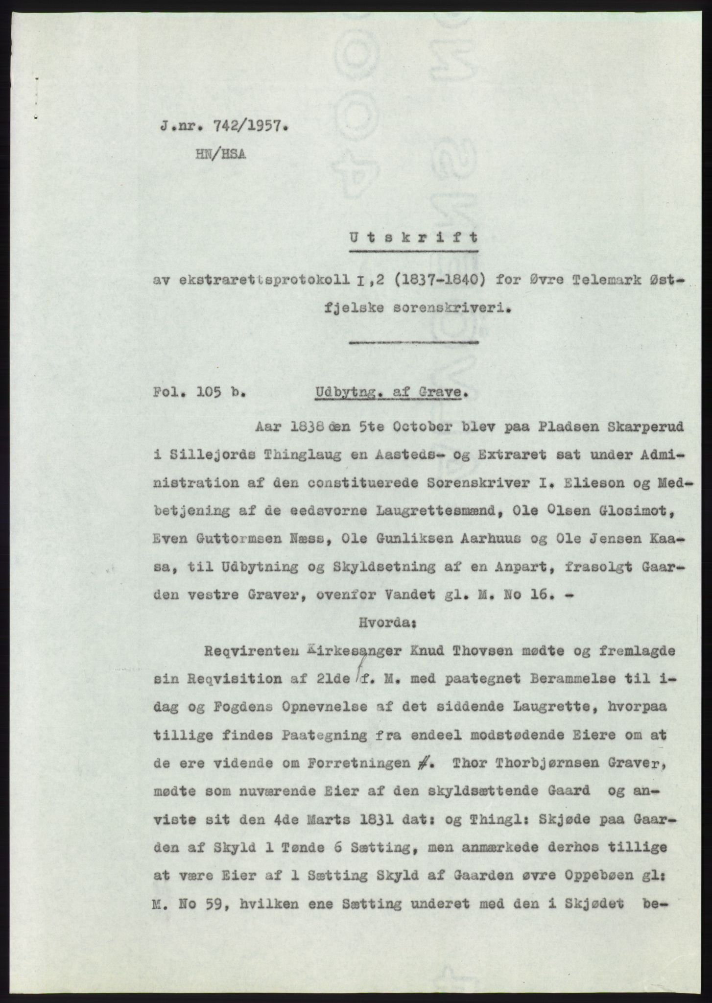 Statsarkivet i Kongsberg, AV/SAKO-A-0001/E/Ee/L0009: Avskrifter, SAO jnr. 354/1957 - 770/1957, 1957, p. 357