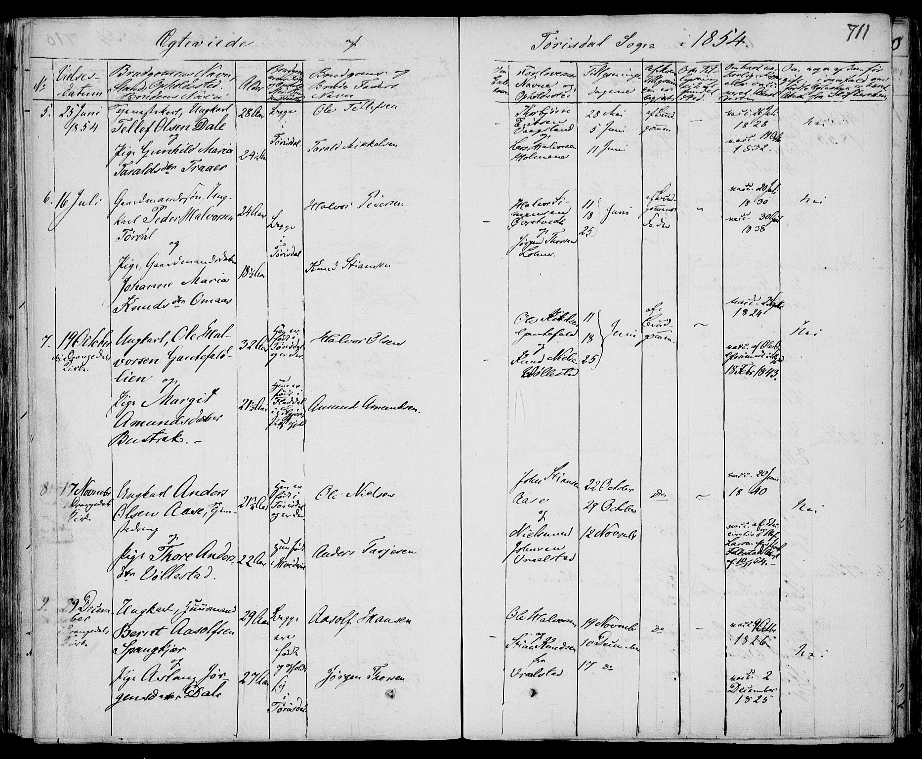Drangedal kirkebøker, SAKO/A-258/F/Fa/L0007b: Parish register (official) no. 7b, 1837-1856, p. 711