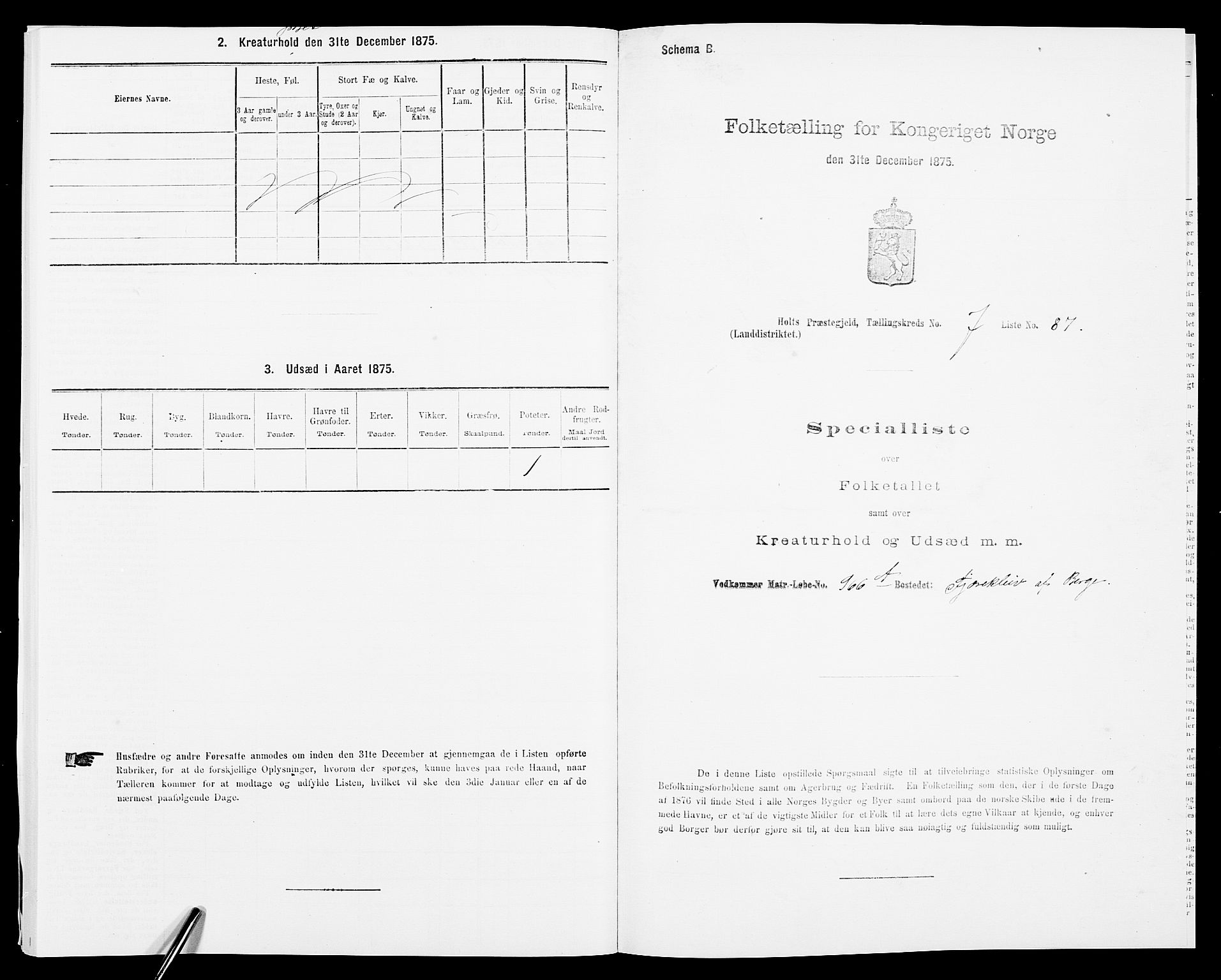 SAK, 1875 census for 0914L Holt/Holt, 1875, p. 956