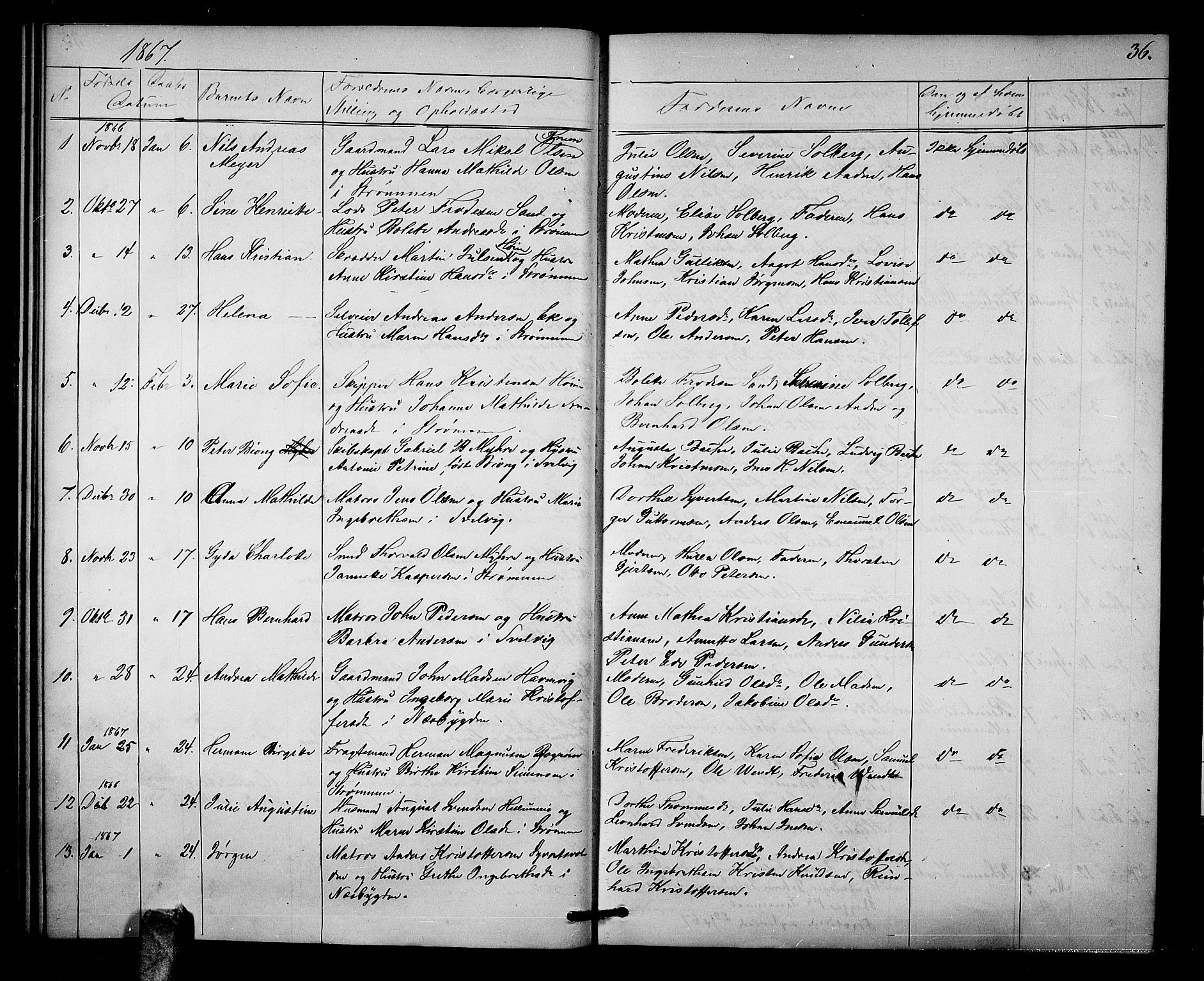 Strømm kirkebøker, AV/SAKO-A-322/G/Ga/L0001: Parish register (copy) no. I 1, 1861-1885, p. 36