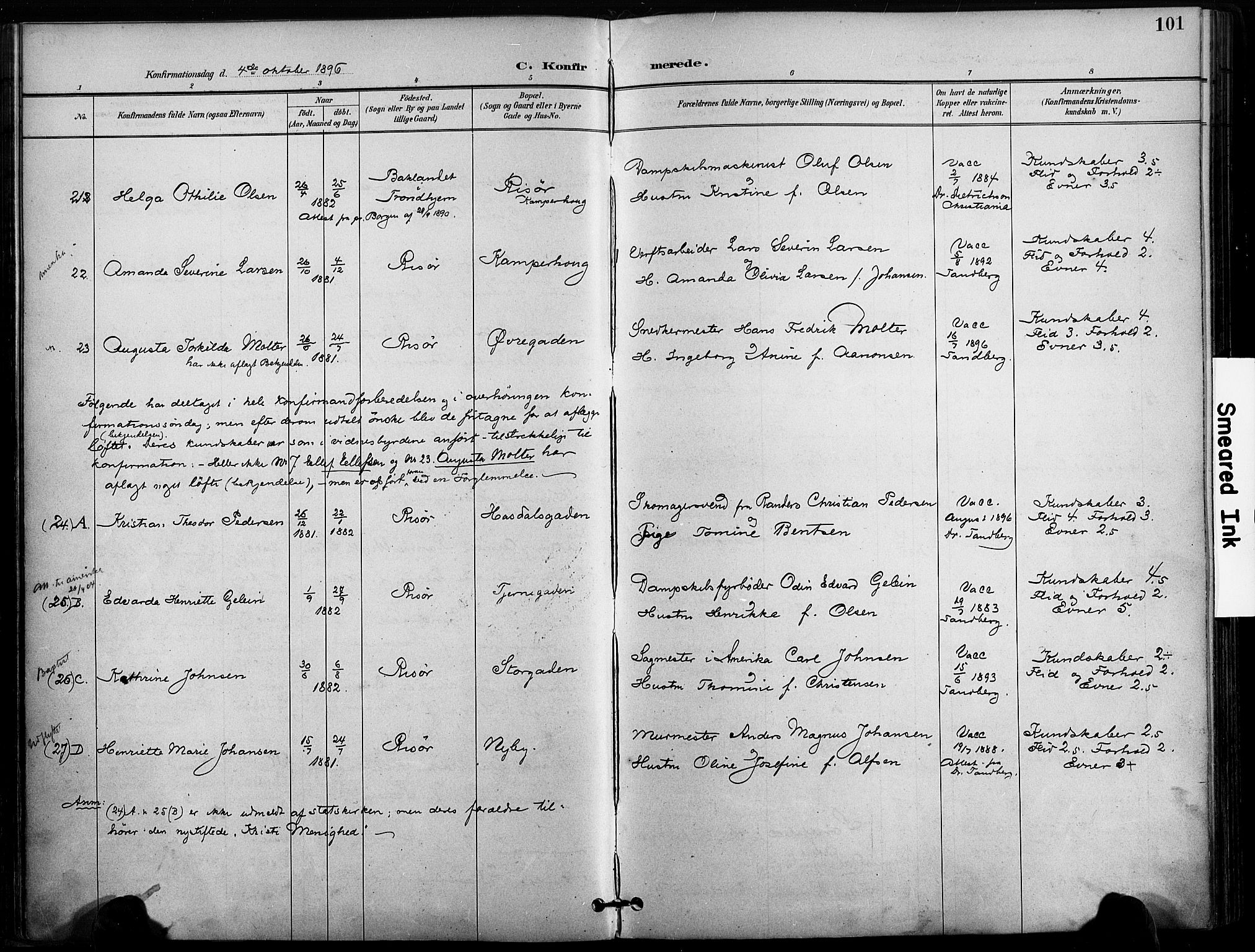 Risør sokneprestkontor, SAK/1111-0035/F/Fa/L0010: Parish register (official) no. A 10, 1896-1906, p. 101
