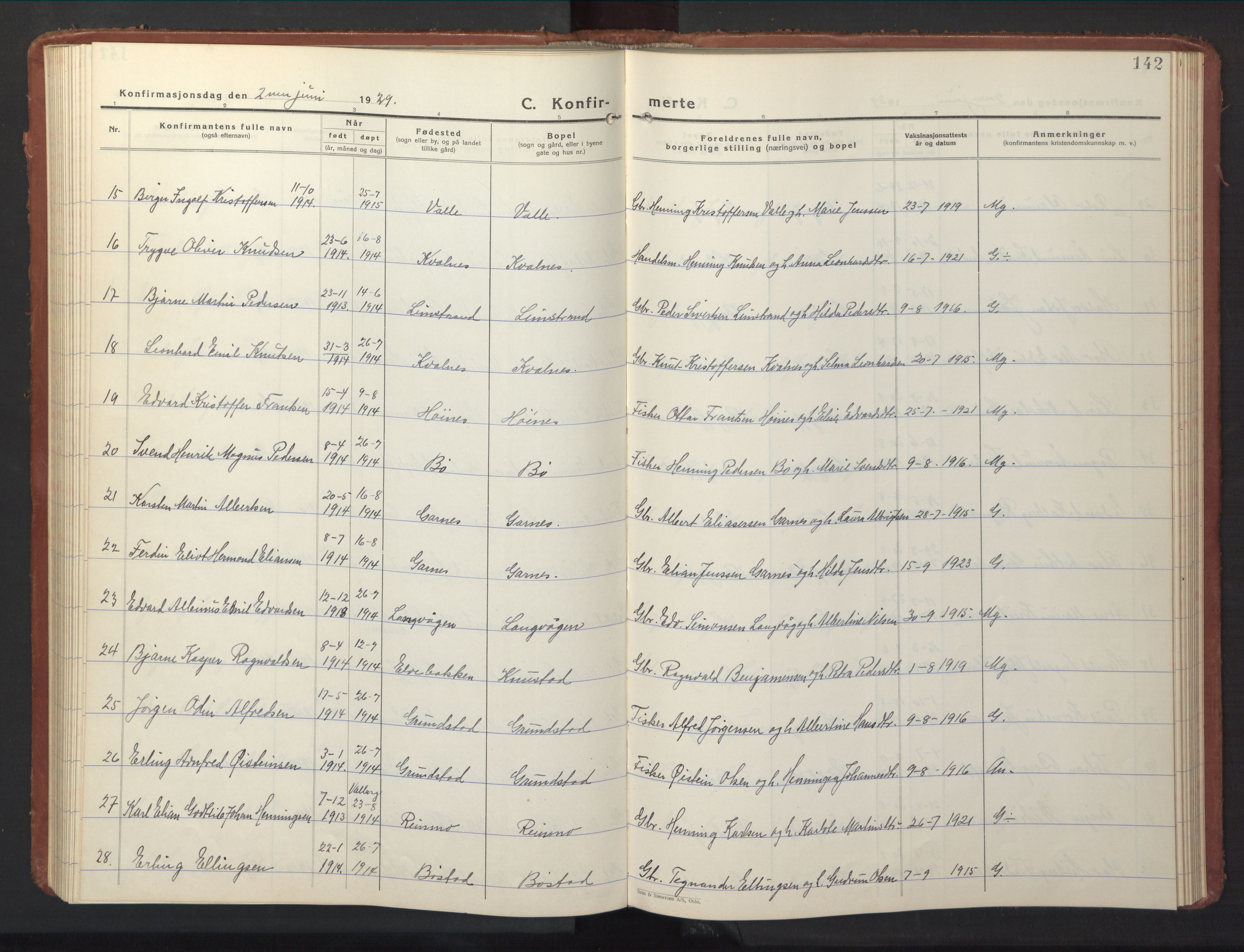 Ministerialprotokoller, klokkerbøker og fødselsregistre - Nordland, AV/SAT-A-1459/880/L1143: Parish register (copy) no. 880C05, 1929-1951, p. 142