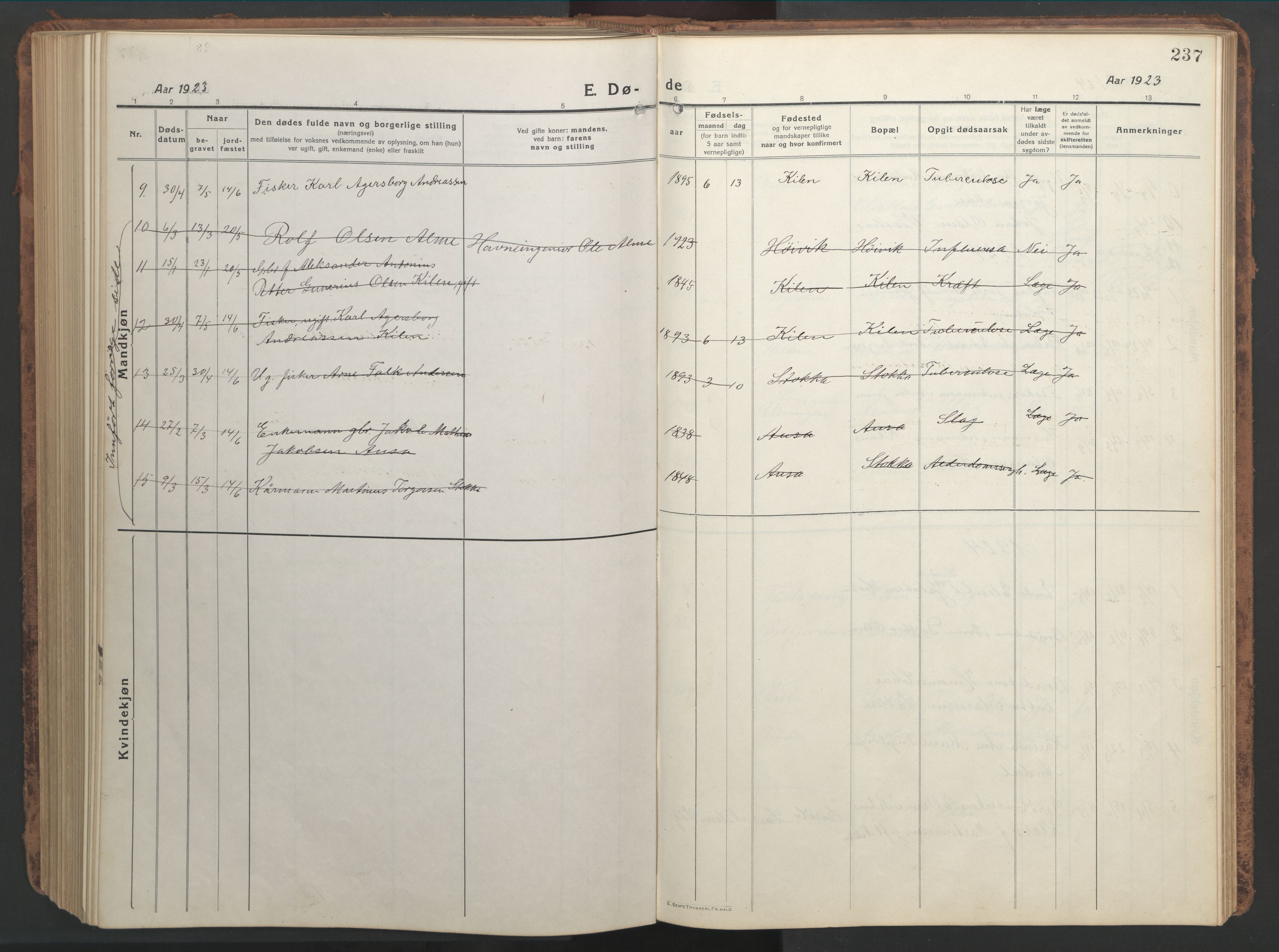 Ministerialprotokoller, klokkerbøker og fødselsregistre - Nordland, AV/SAT-A-1459/819/L0278: Parish register (copy) no. 819C04, 1917-1967, p. 237