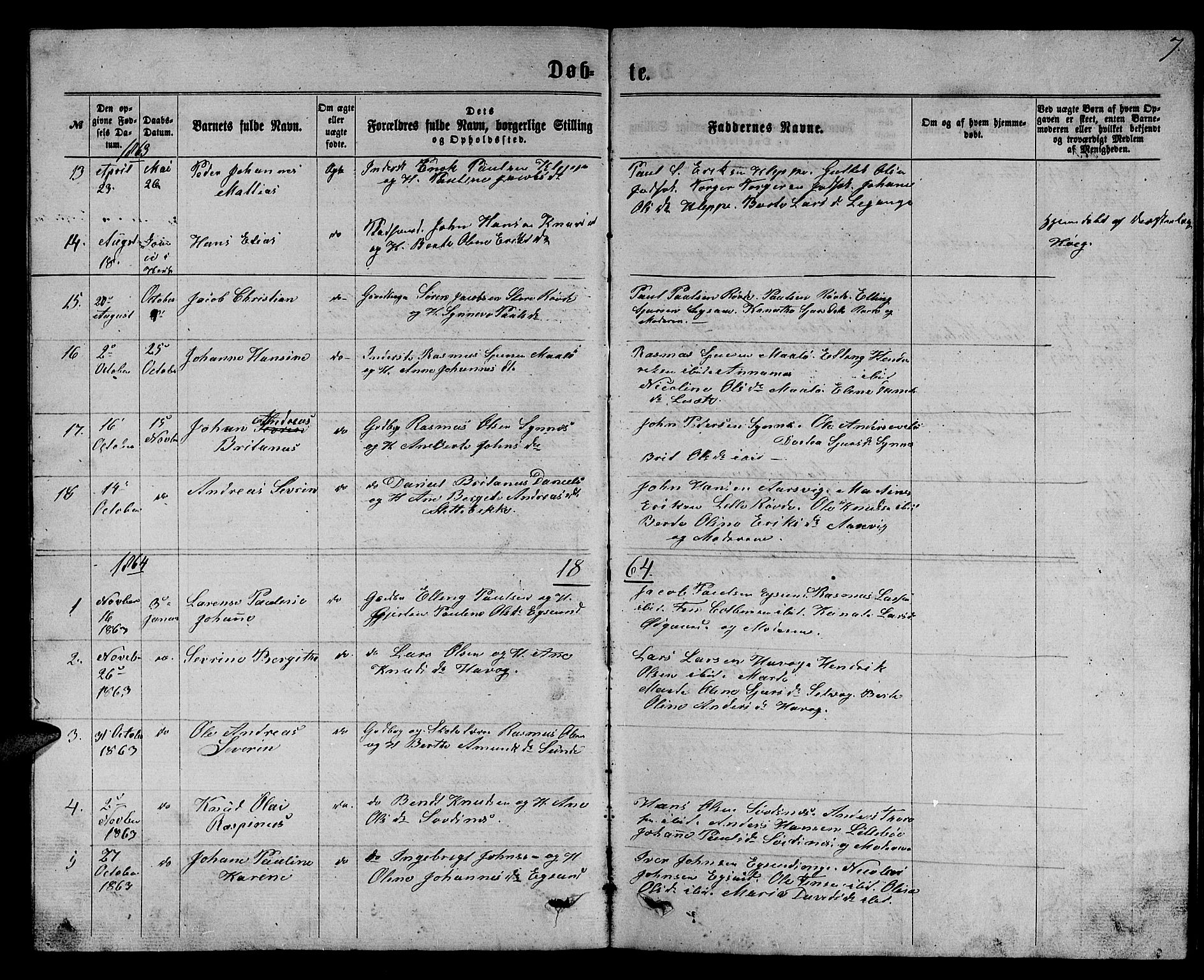 Ministerialprotokoller, klokkerbøker og fødselsregistre - Møre og Romsdal, SAT/A-1454/504/L0059: Parish register (copy) no. 504C01, 1863-1883, p. 7