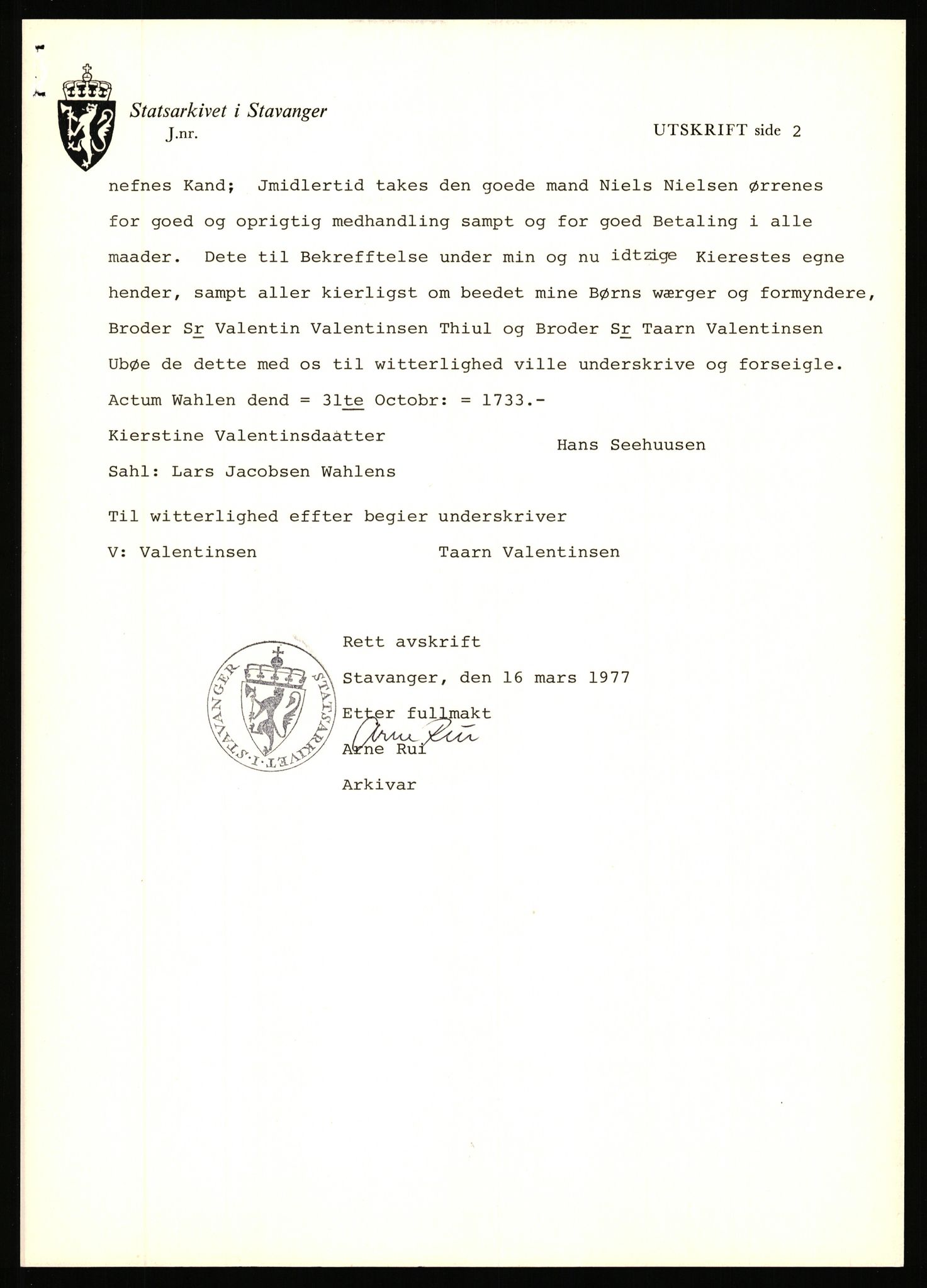 Statsarkivet i Stavanger, AV/SAST-A-101971/03/Y/Yj/L0098: Avskrifter sortert etter gårdsnavn: Øigrei - Østeinstad, 1750-1930, p. 287