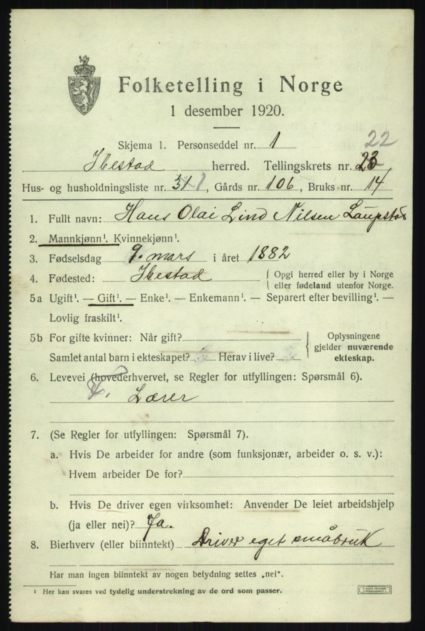 SATØ, 1920 census for Ibestad, 1920, p. 12369