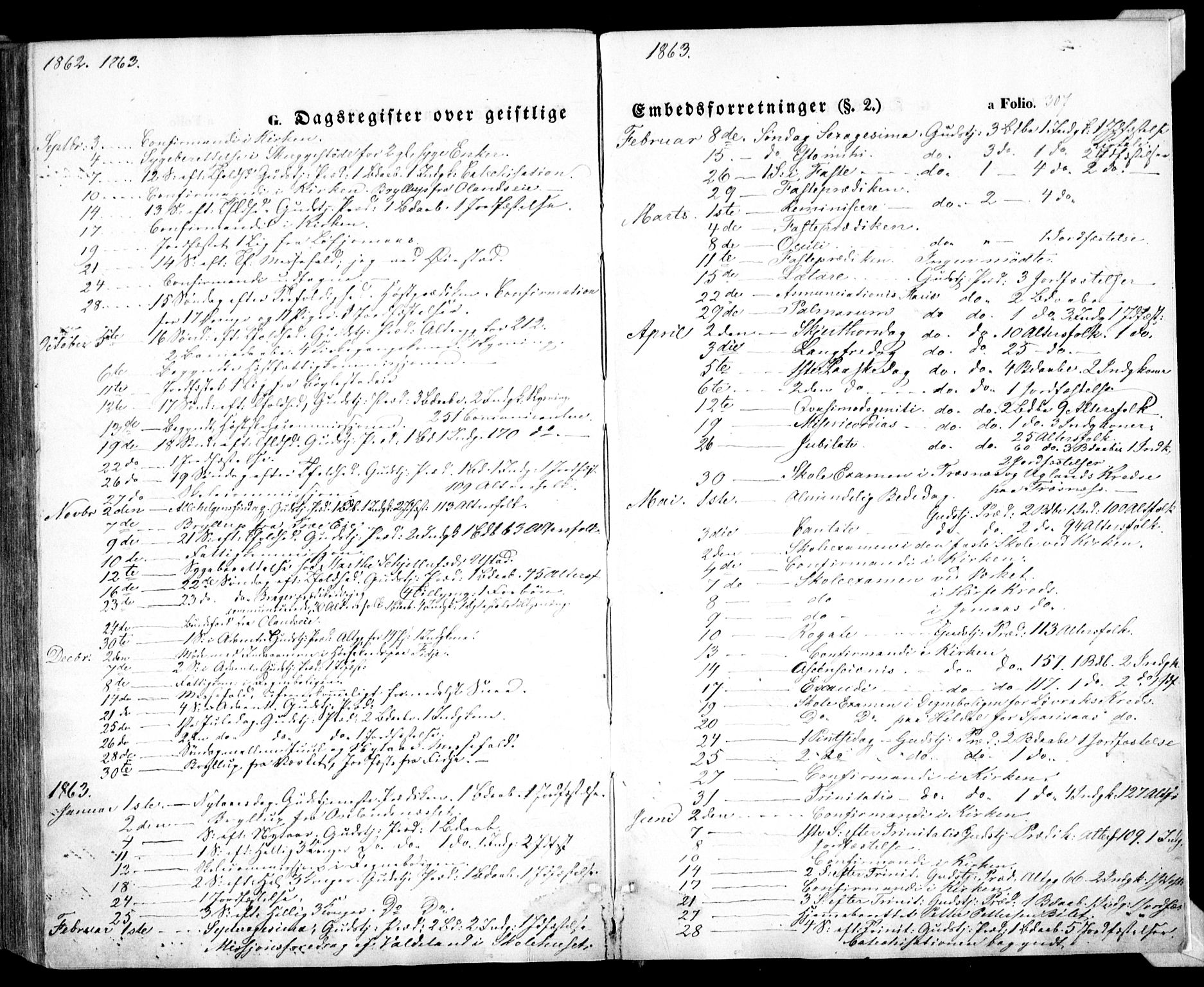 Froland sokneprestkontor, AV/SAK-1111-0013/F/Fa/L0002: Parish register (official) no. A 2, 1845-1863, p. 307