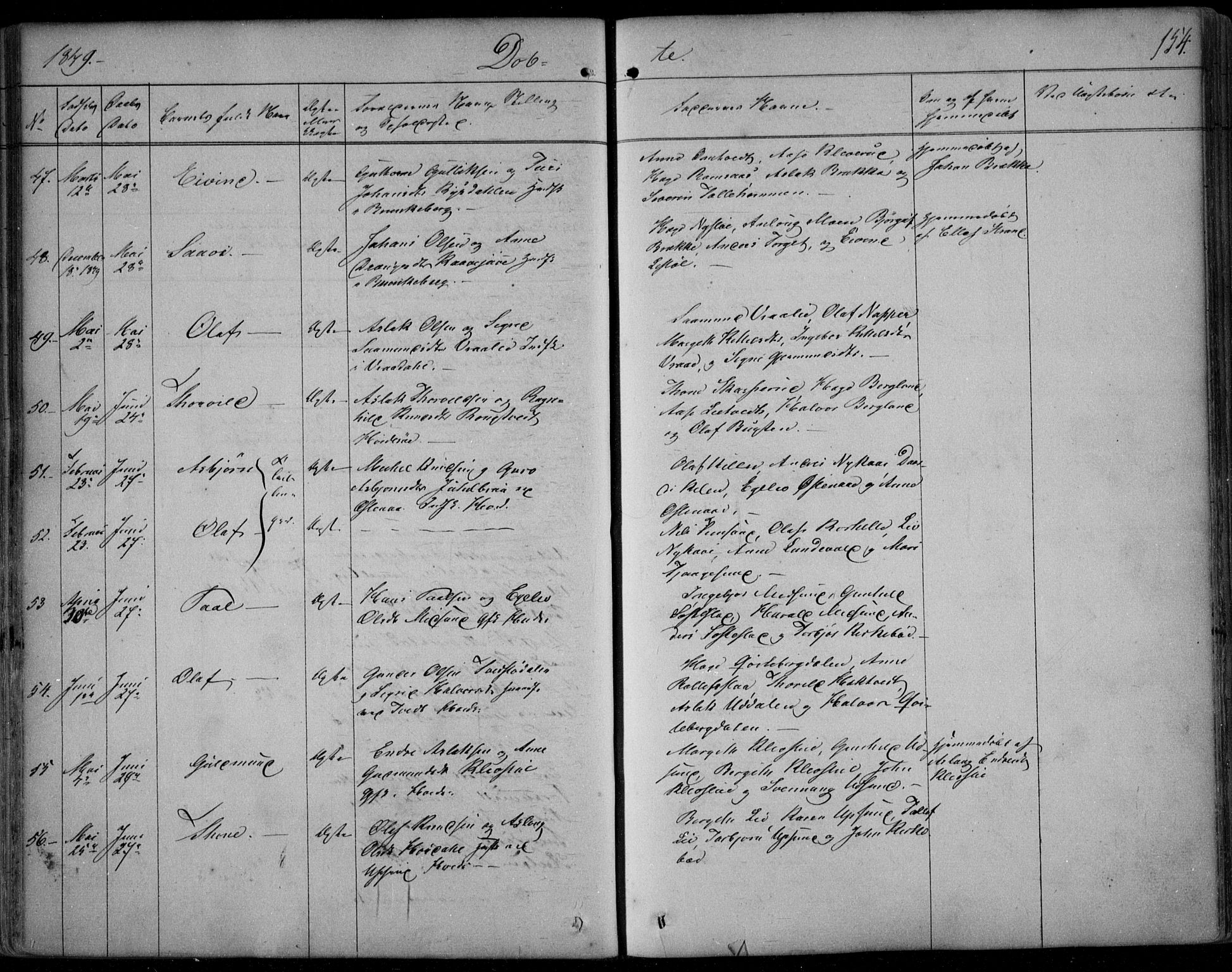 Kviteseid kirkebøker, SAKO/A-276/F/Fa/L0006: Parish register (official) no. I 6, 1836-1858, p. 154