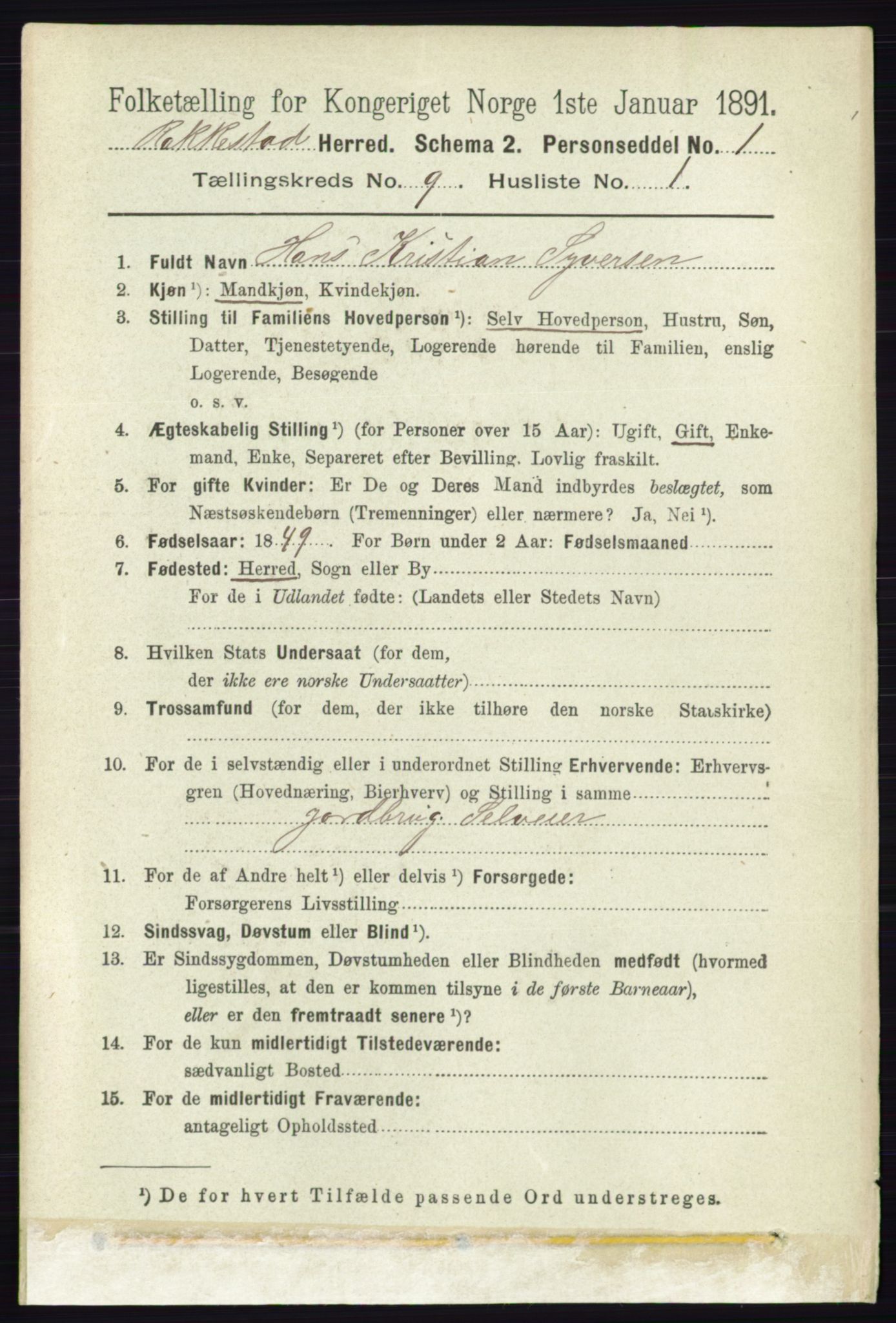 RA, 1891 census for 0128 Rakkestad, 1891, p. 4094